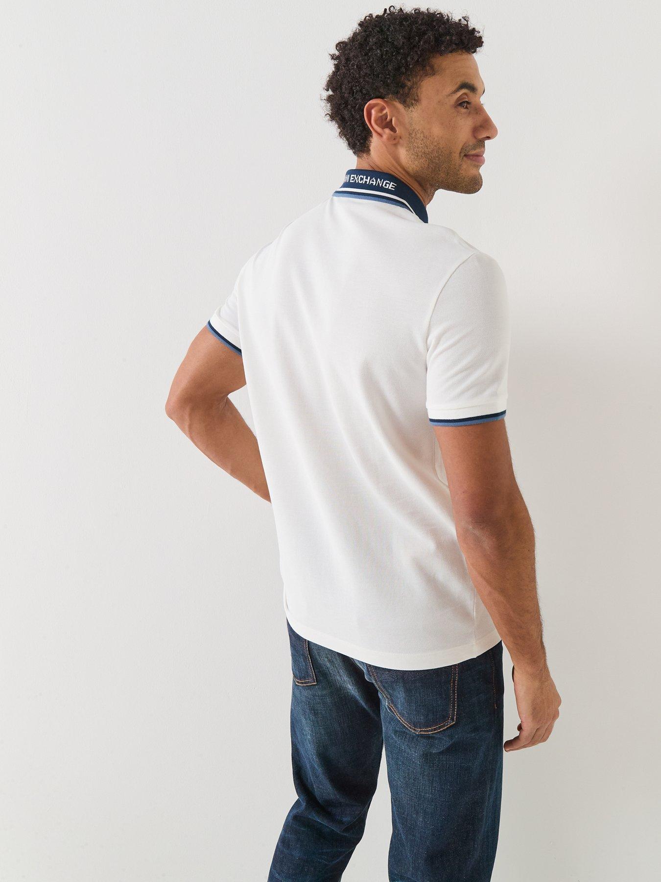 Image 6 of 6 of Armani Exchange Logo Collar Polo Shirt - Off White