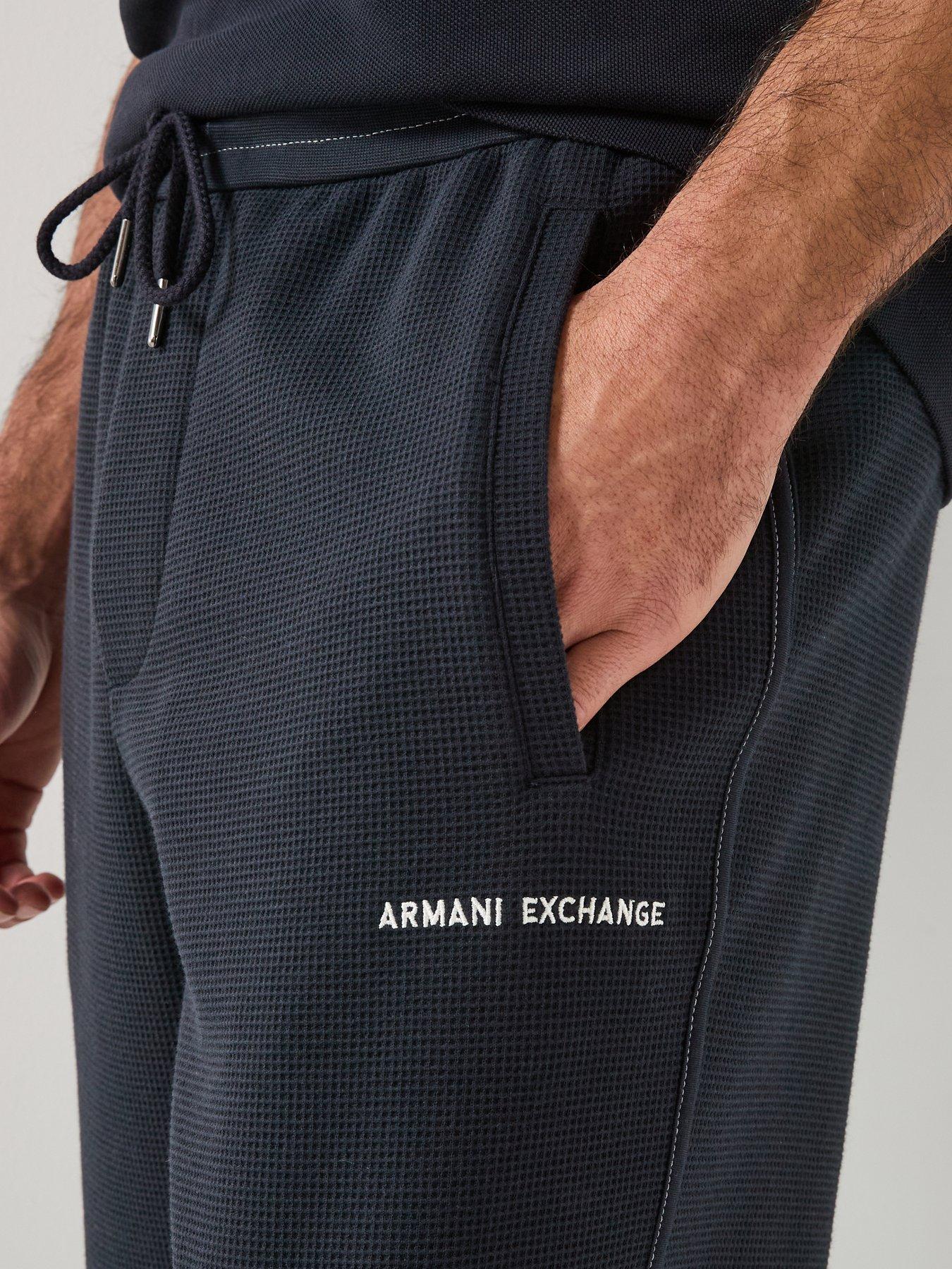 Image 4 of 6 of Armani Exchange Waffle Joggers - Navy