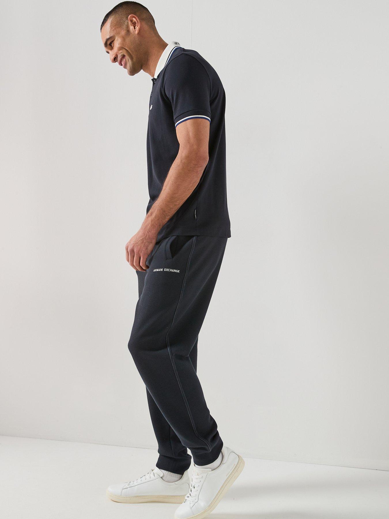 Image 6 of 6 of Armani Exchange Waffle Joggers - Navy