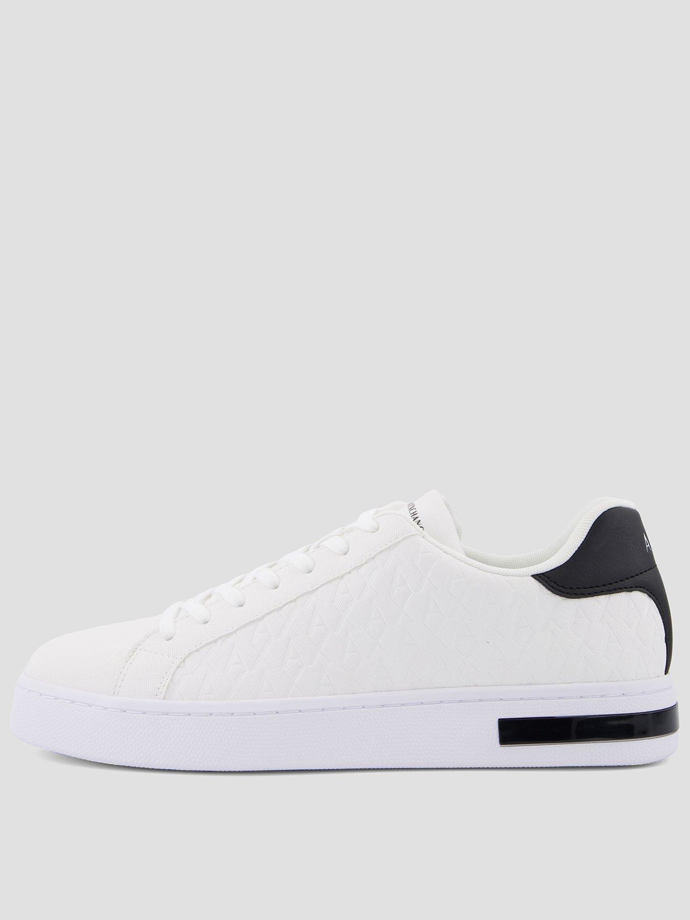  image of armani-exchange-monogram-pu-trainers-white