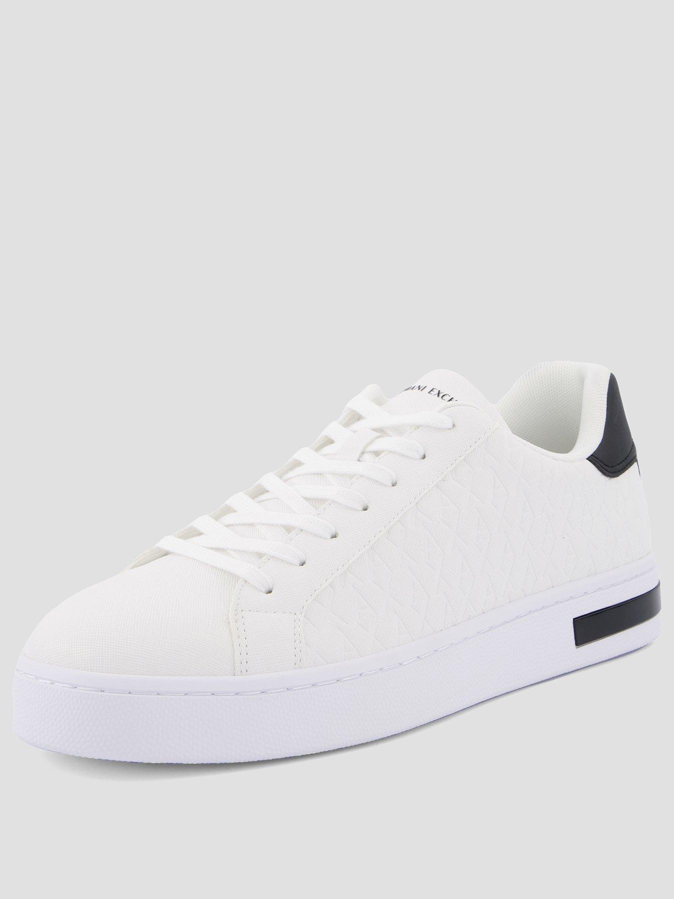  image of armani-exchange-monogram-pu-trainers-white
