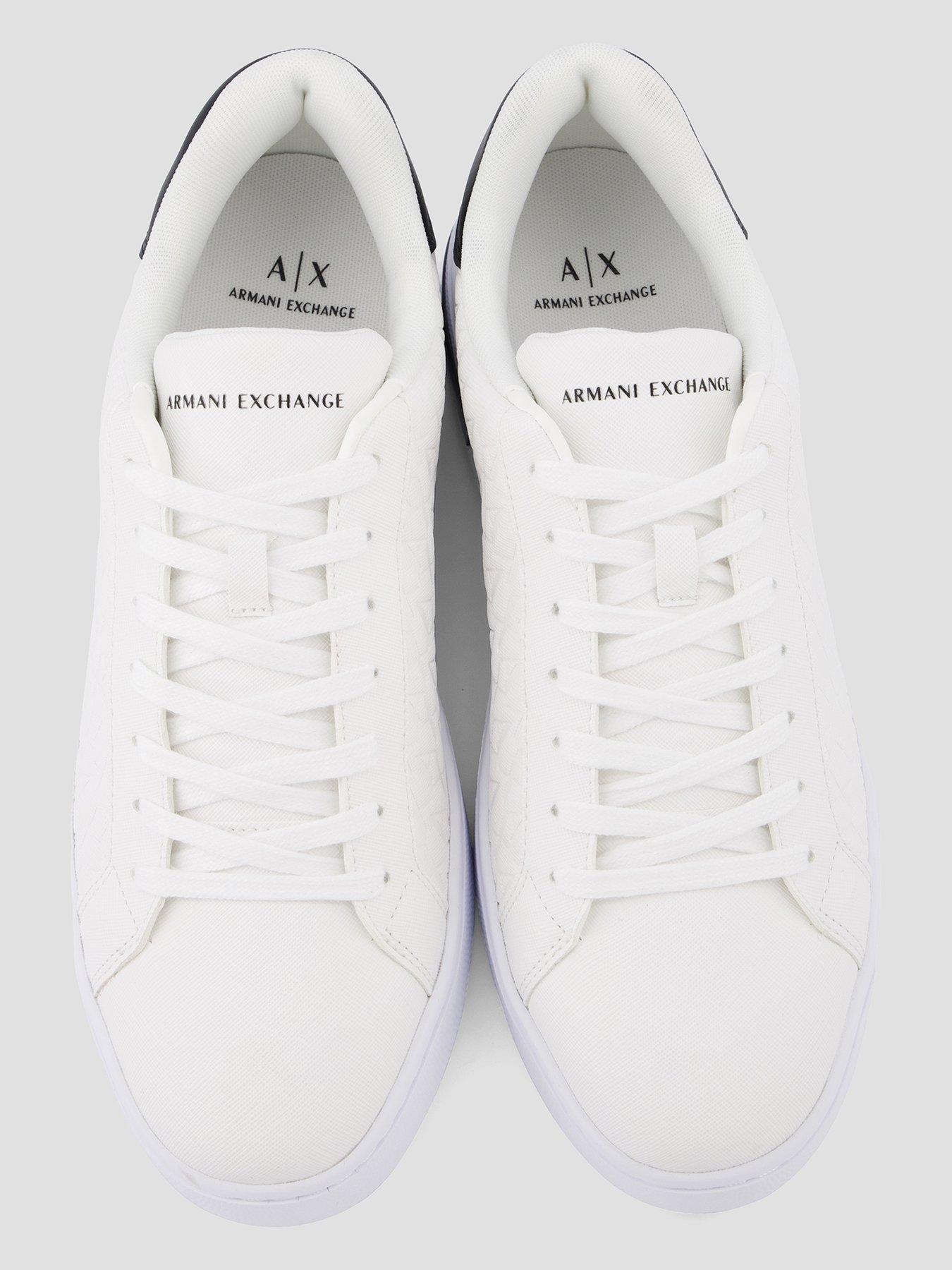 image of armani-exchange-monogram-pu-trainers-white