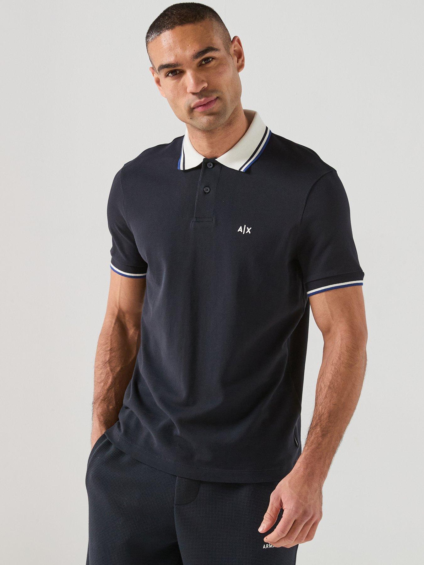 Armani Exchange Logo Collar Slim Fit Polo Shirt - Navy