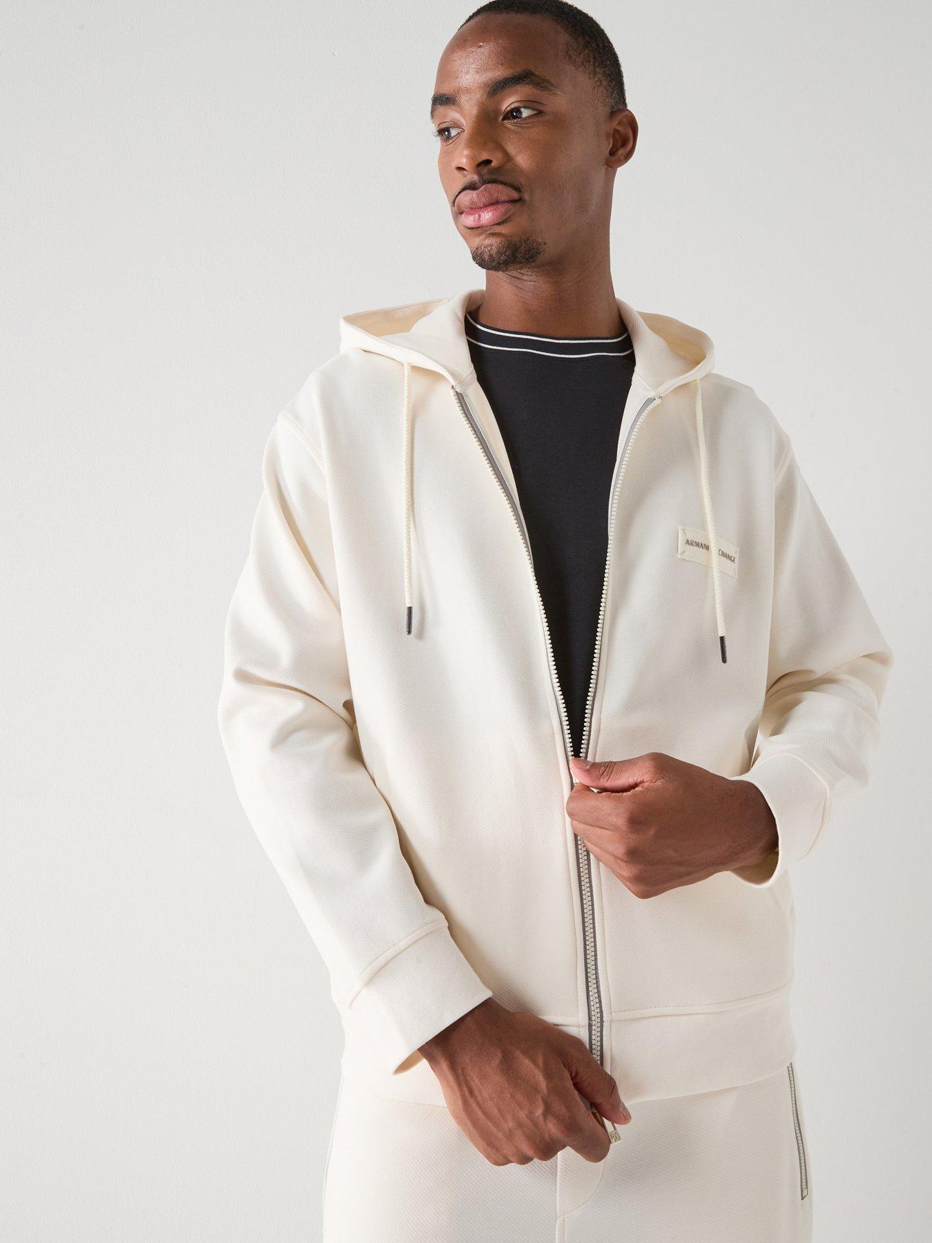  image of armani-exchange-full-zip-sweat-off-white
