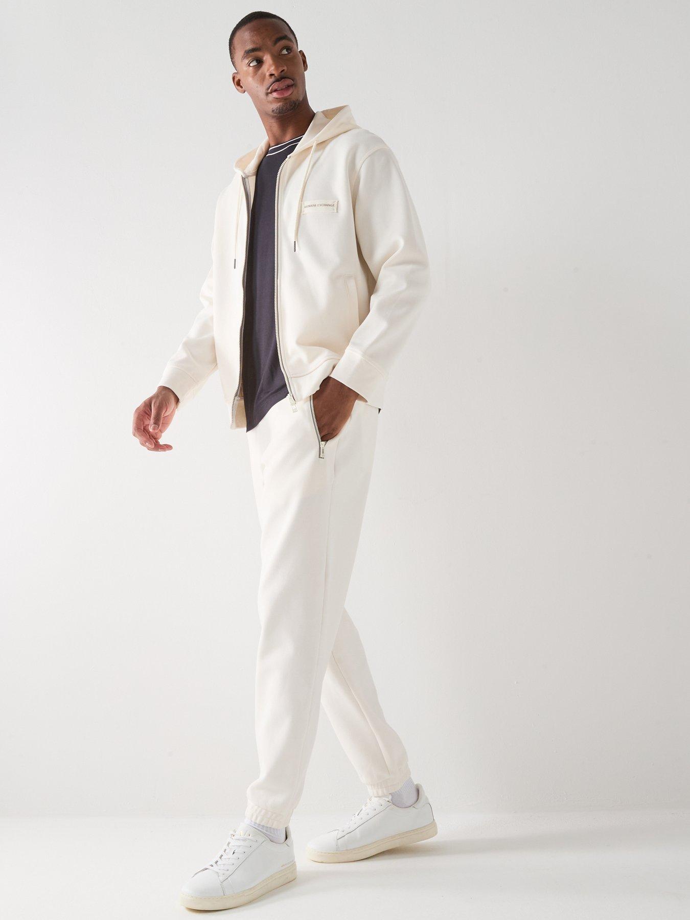  image of armani-exchange-full-zip-sweat-off-white