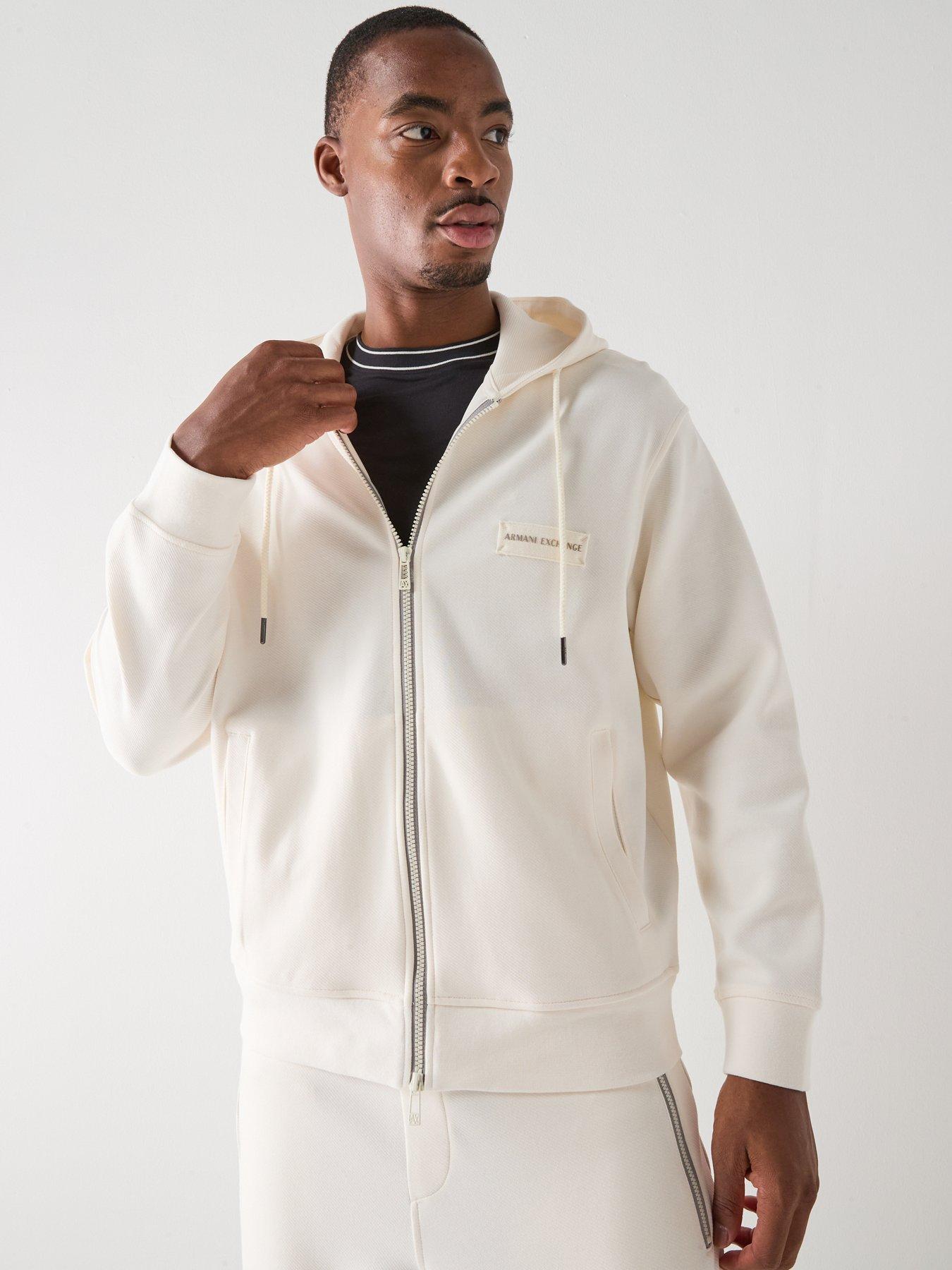  image of armani-exchange-full-zip-sweat-off-white