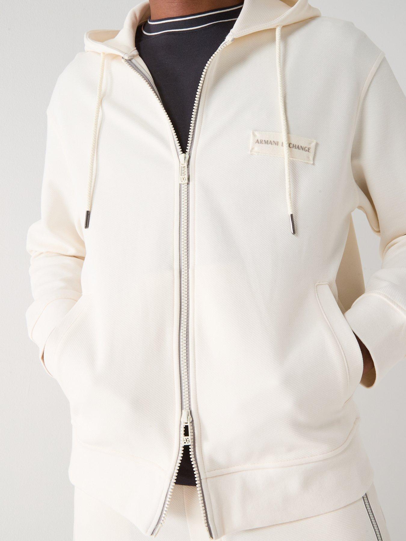  image of armani-exchange-full-zip-sweat-off-white