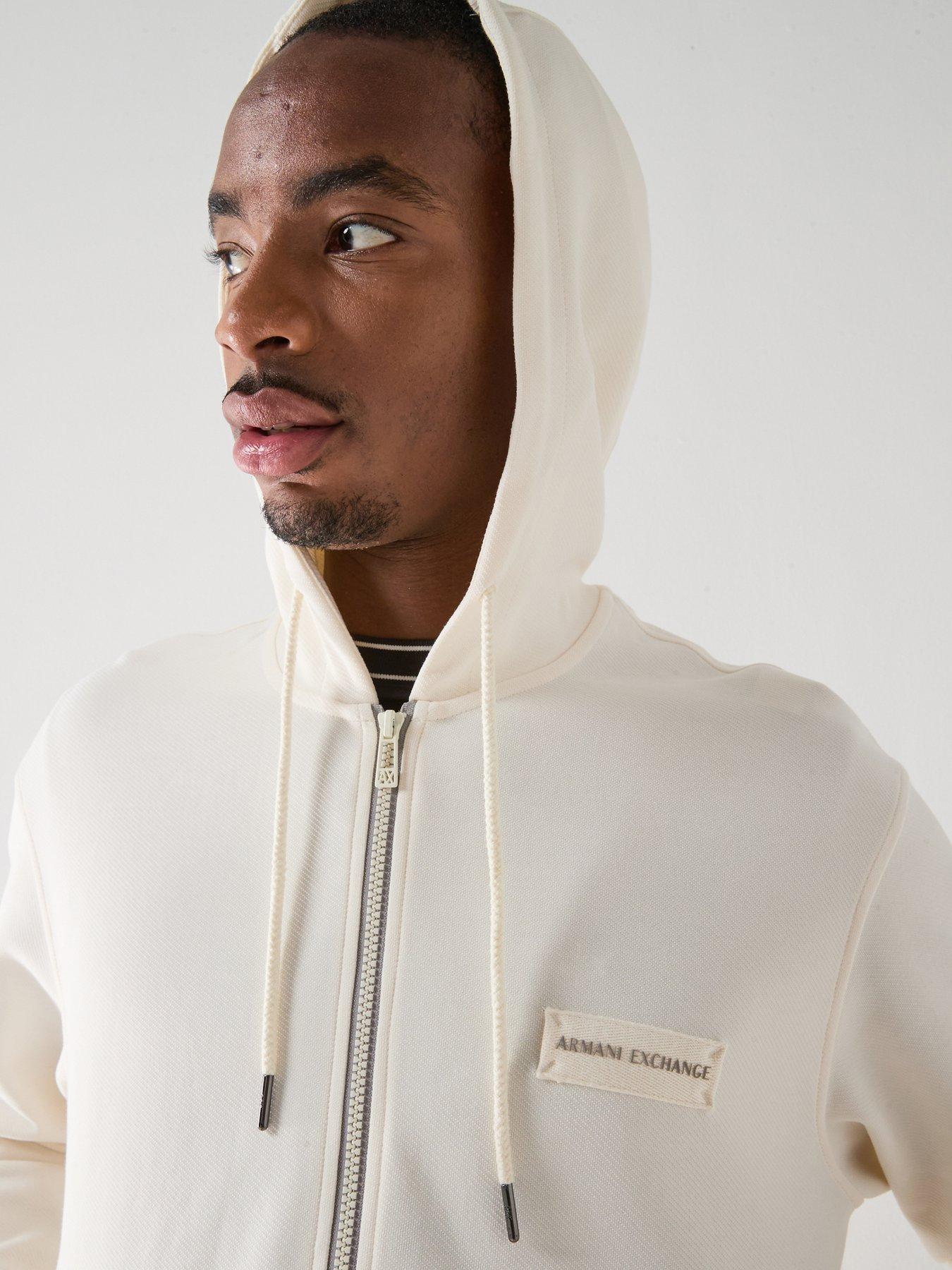 image of armani-exchange-full-zip-sweat-off-white