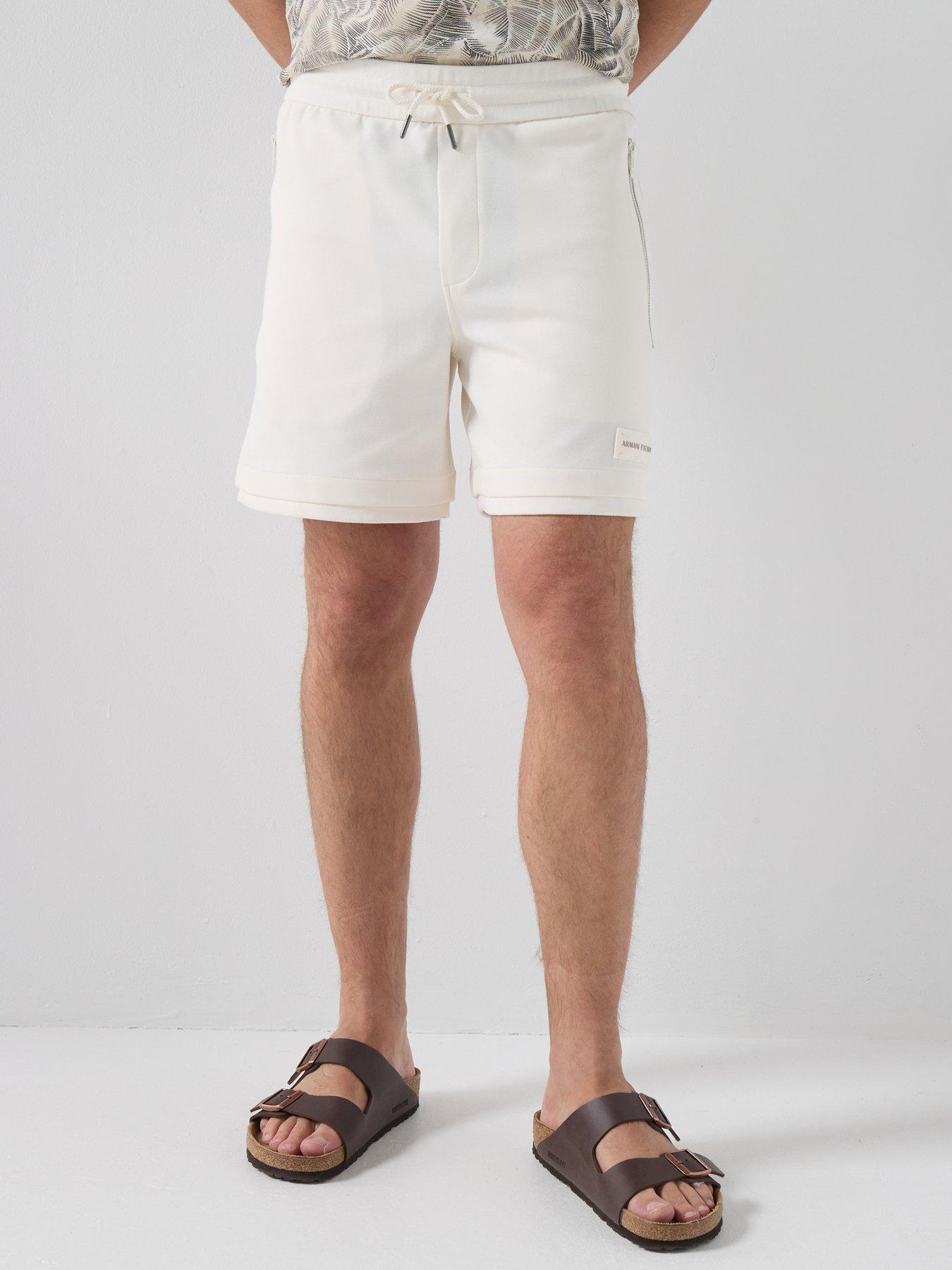 front image of armani-exchange-double-hem-jersey-shorts-off-white