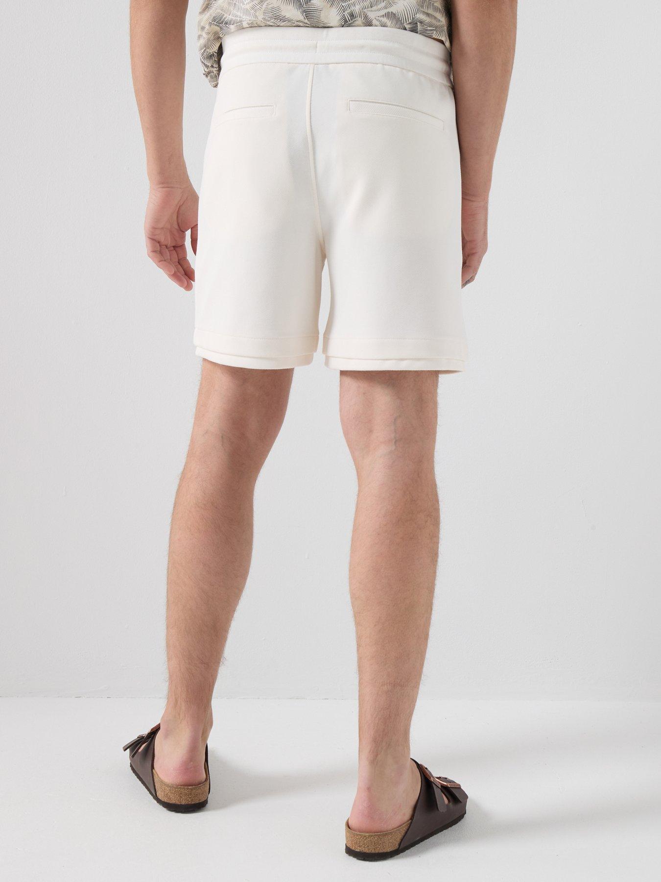 stillFront image of armani-exchange-double-hem-jersey-shorts-off-white