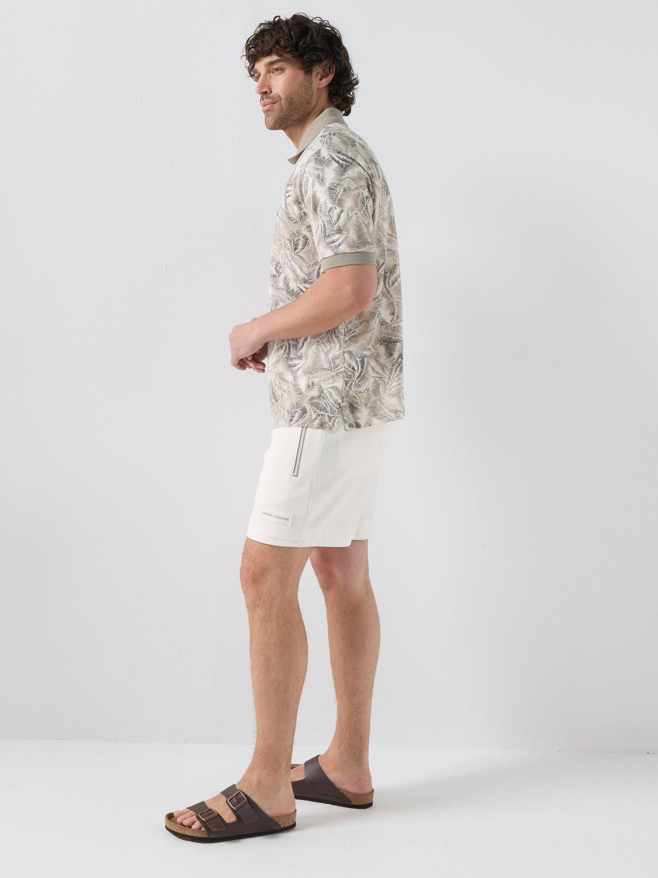  image of armani-exchange-double-hem-jersey-shorts-off-white