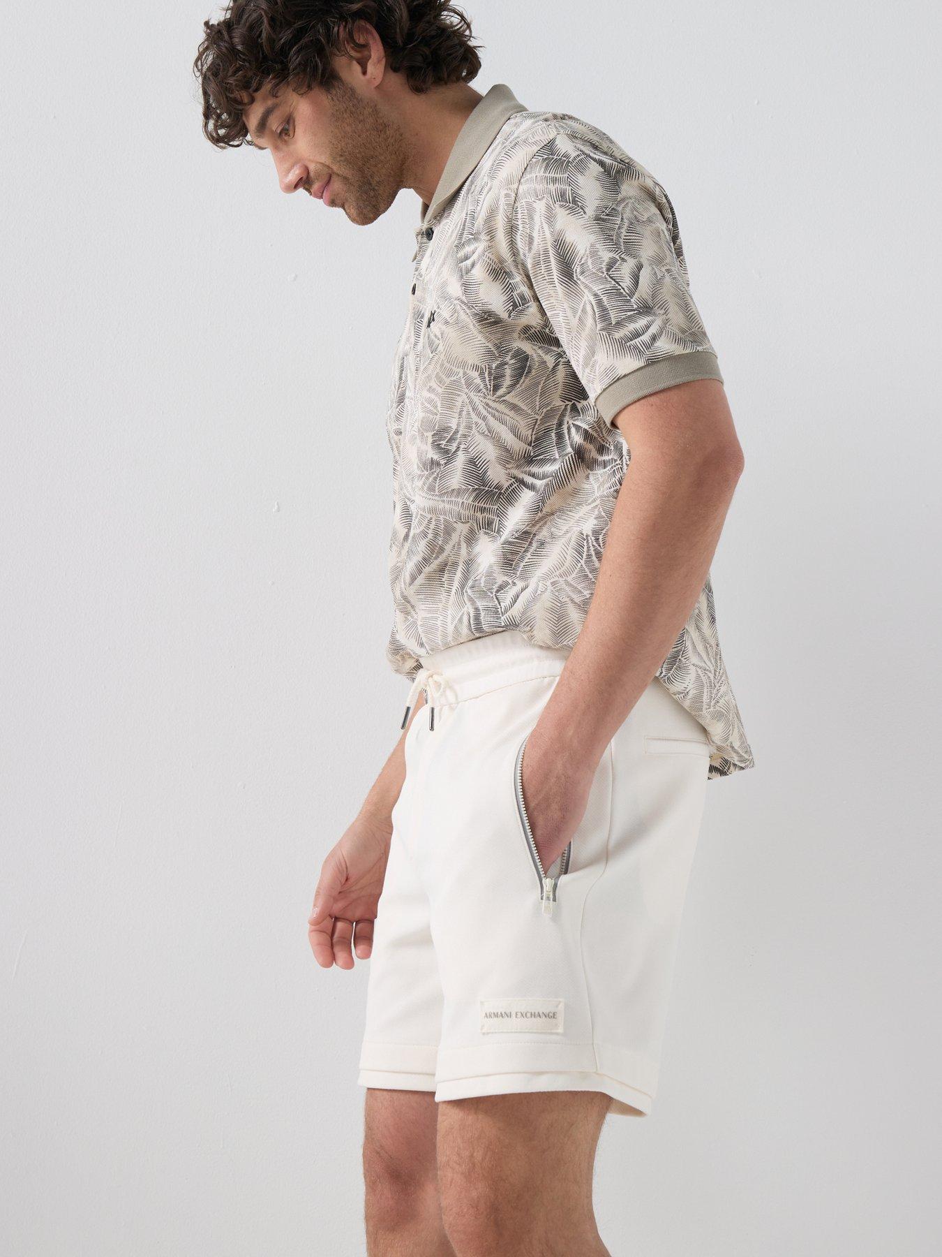  image of armani-exchange-double-hem-jersey-shorts-off-white