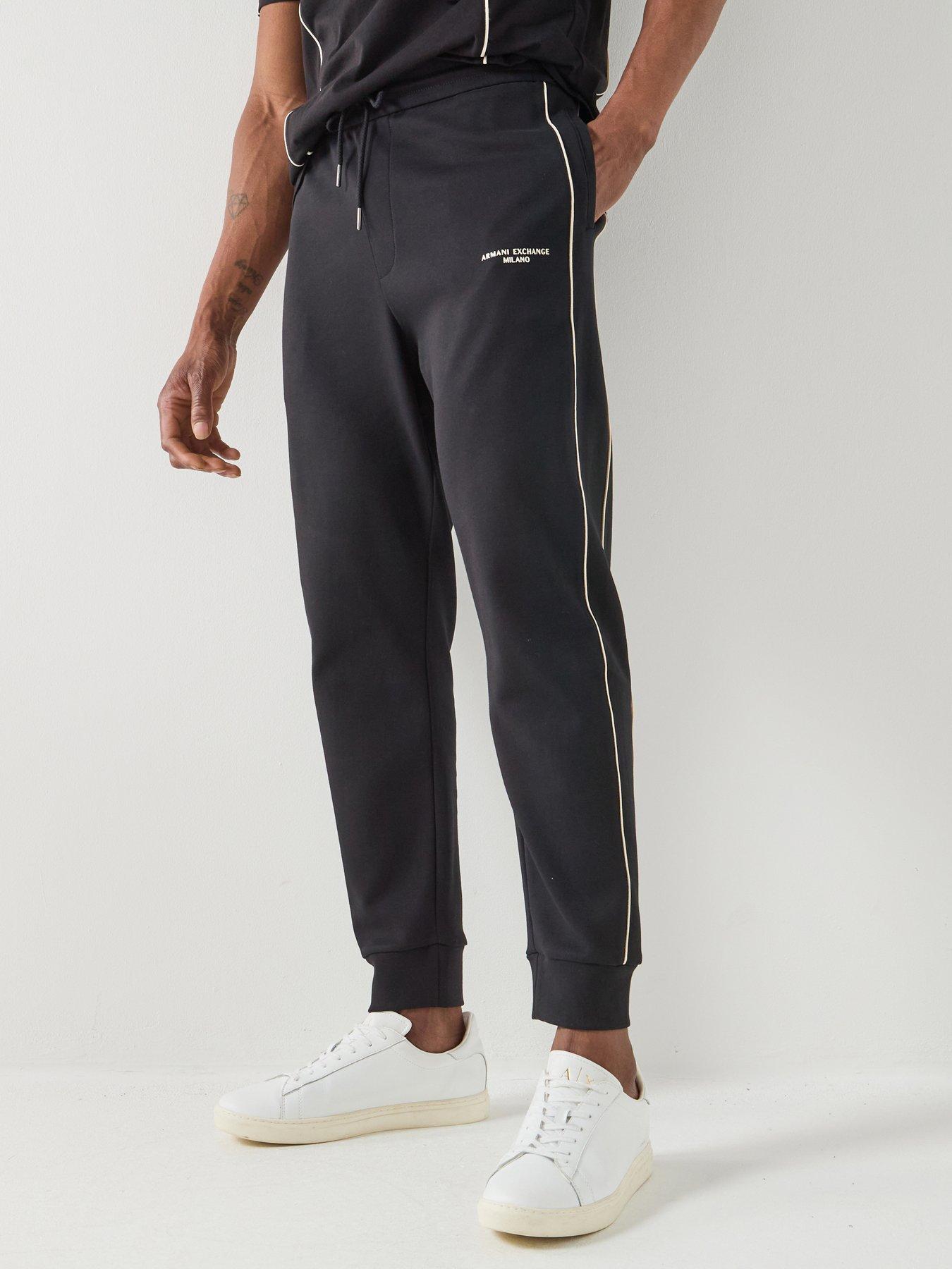 Armani Exchange Contrast Piping Joggers - Black