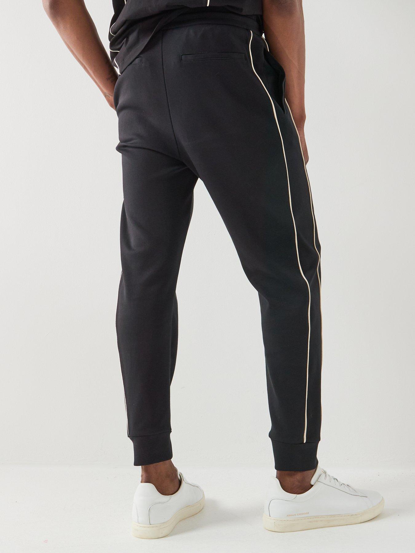  image of armani-exchange-contrast-piping-joggers-black