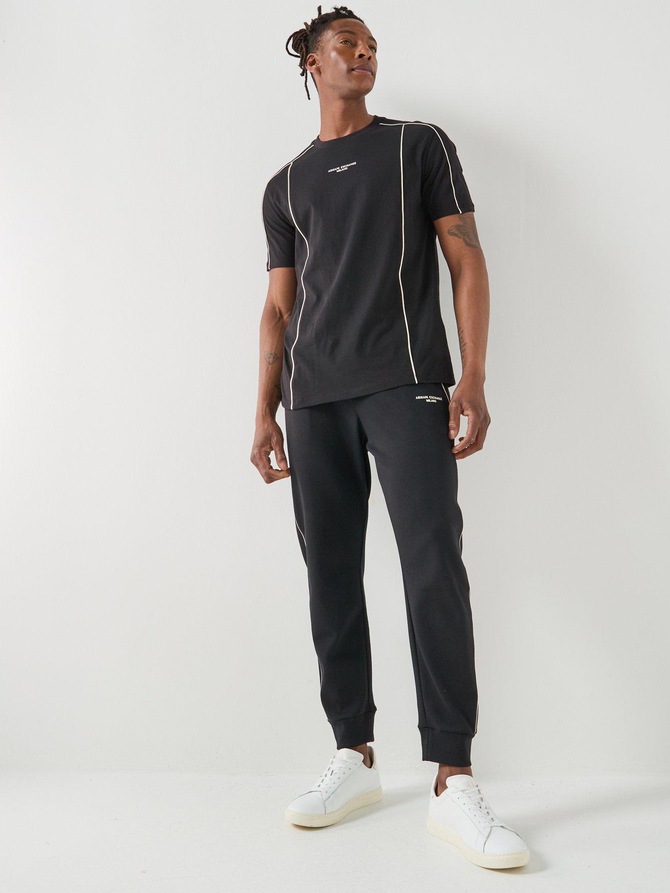 image of armani-exchange-contrast-piping-joggers-black