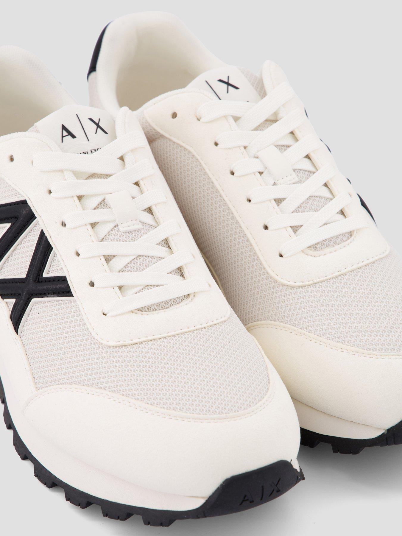  image of armani-exchange-drop-logo-suede-runner-trainers-off-white