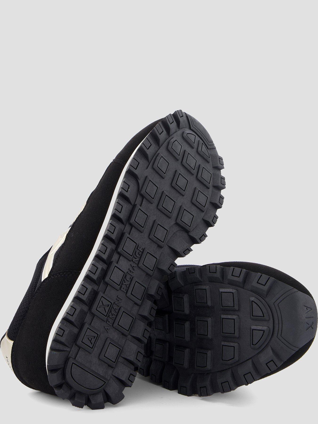  image of armani-exchange-drop-logo-suede-runner-trainers-black