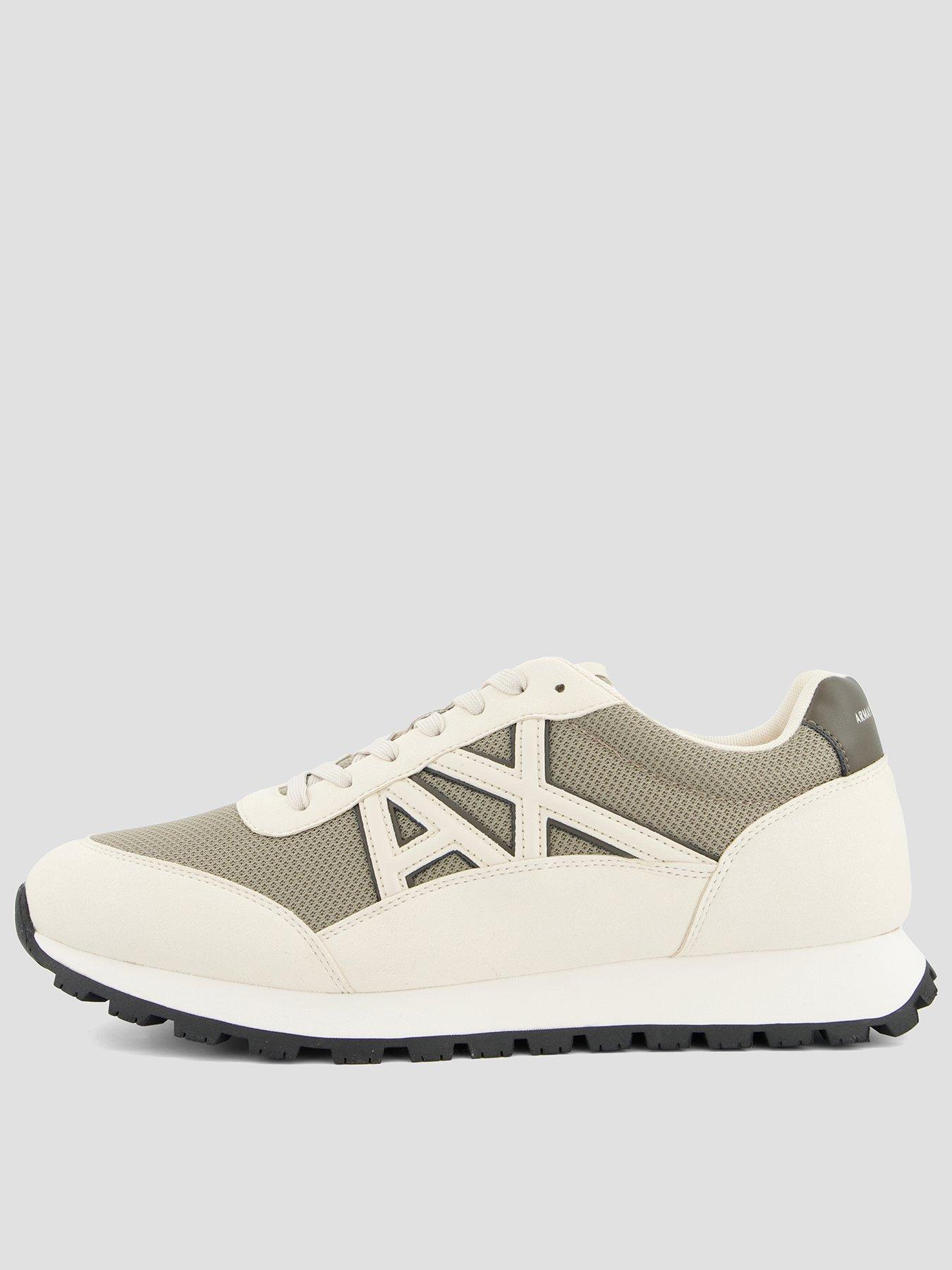  image of armani-exchange-drop-logo-suede-runner-trainers-cream