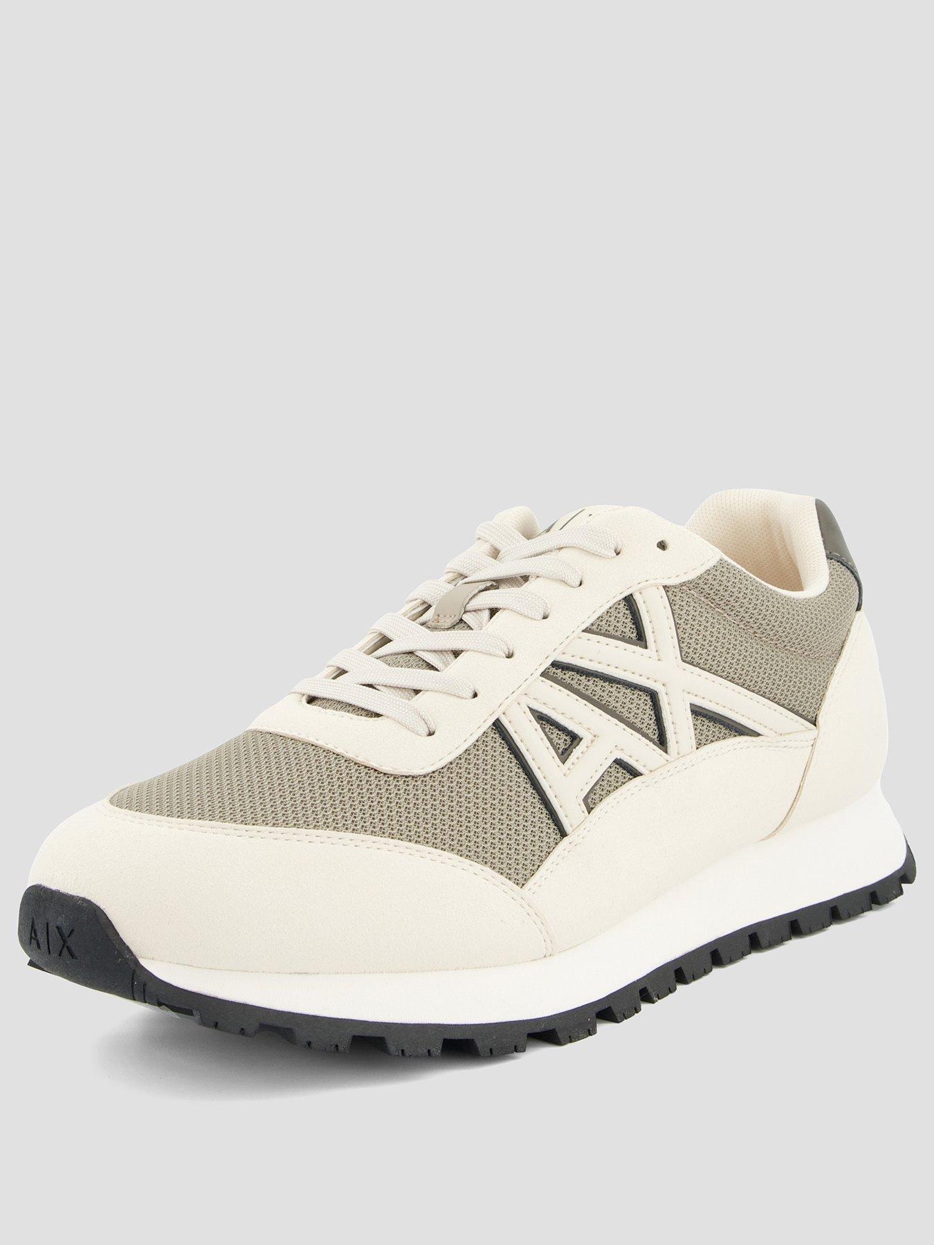  image of armani-exchange-drop-logo-suede-runner-trainers-cream