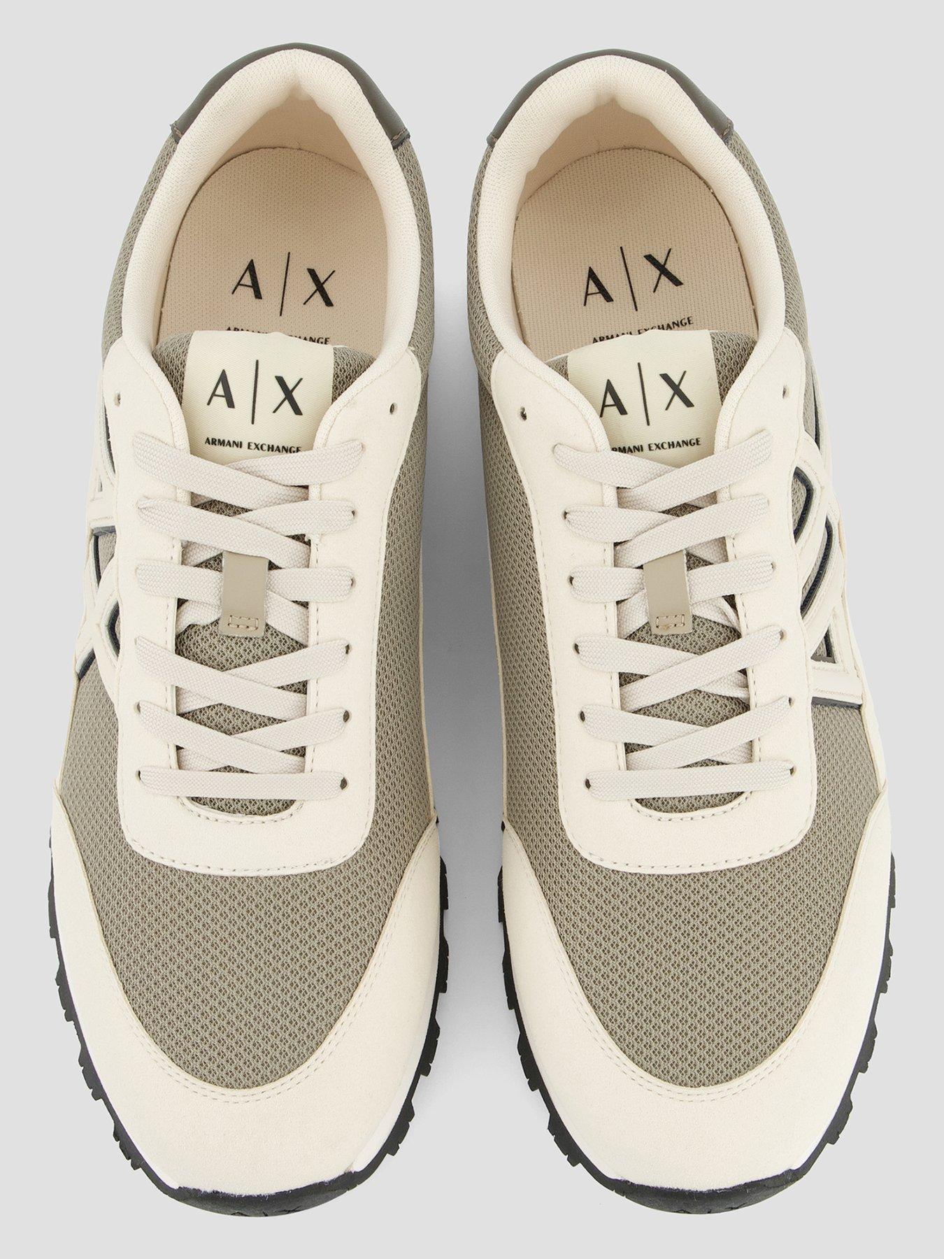  image of armani-exchange-drop-logo-suede-runner-trainers-cream