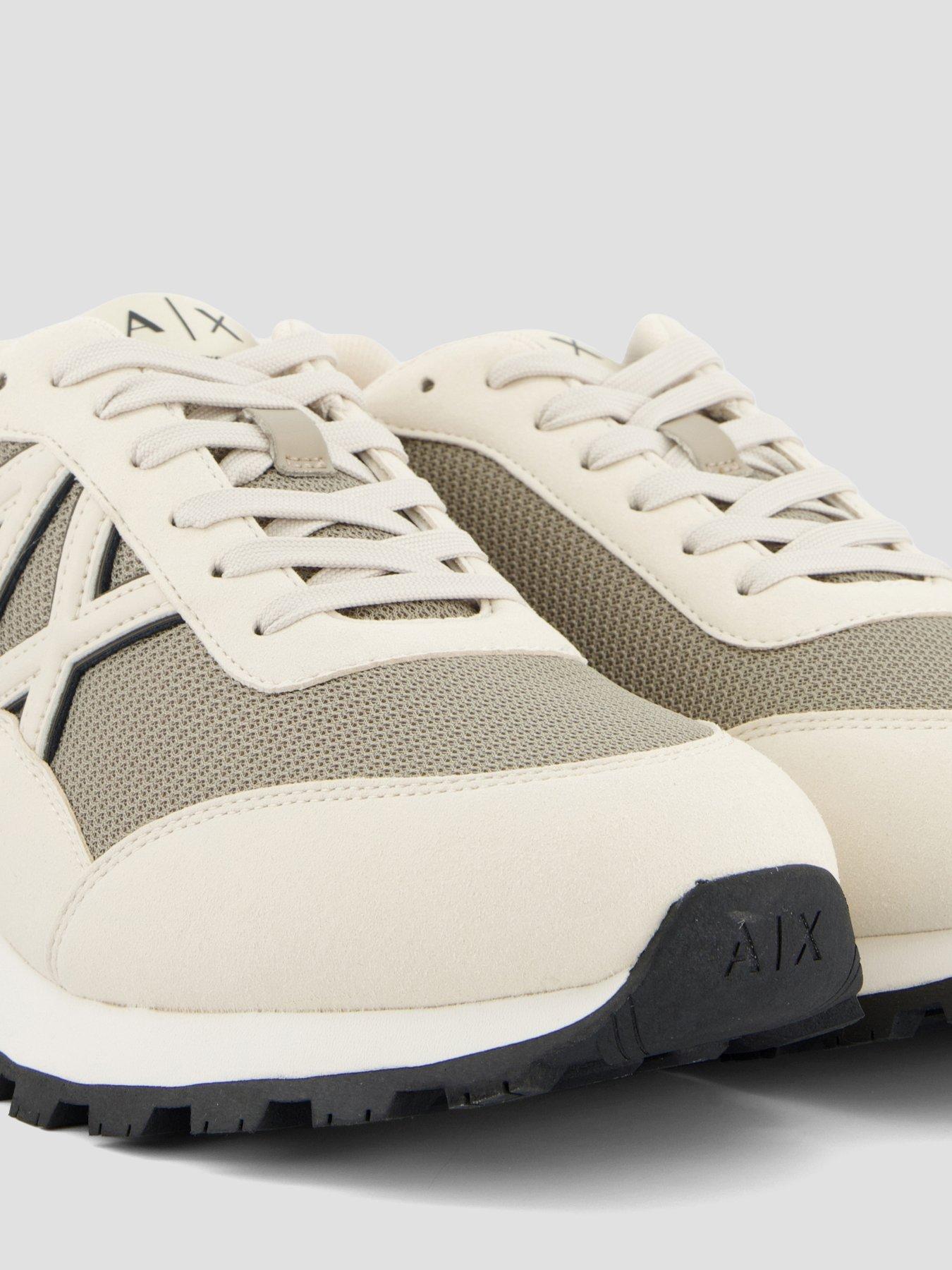  image of armani-exchange-drop-logo-suede-runner-trainers-cream