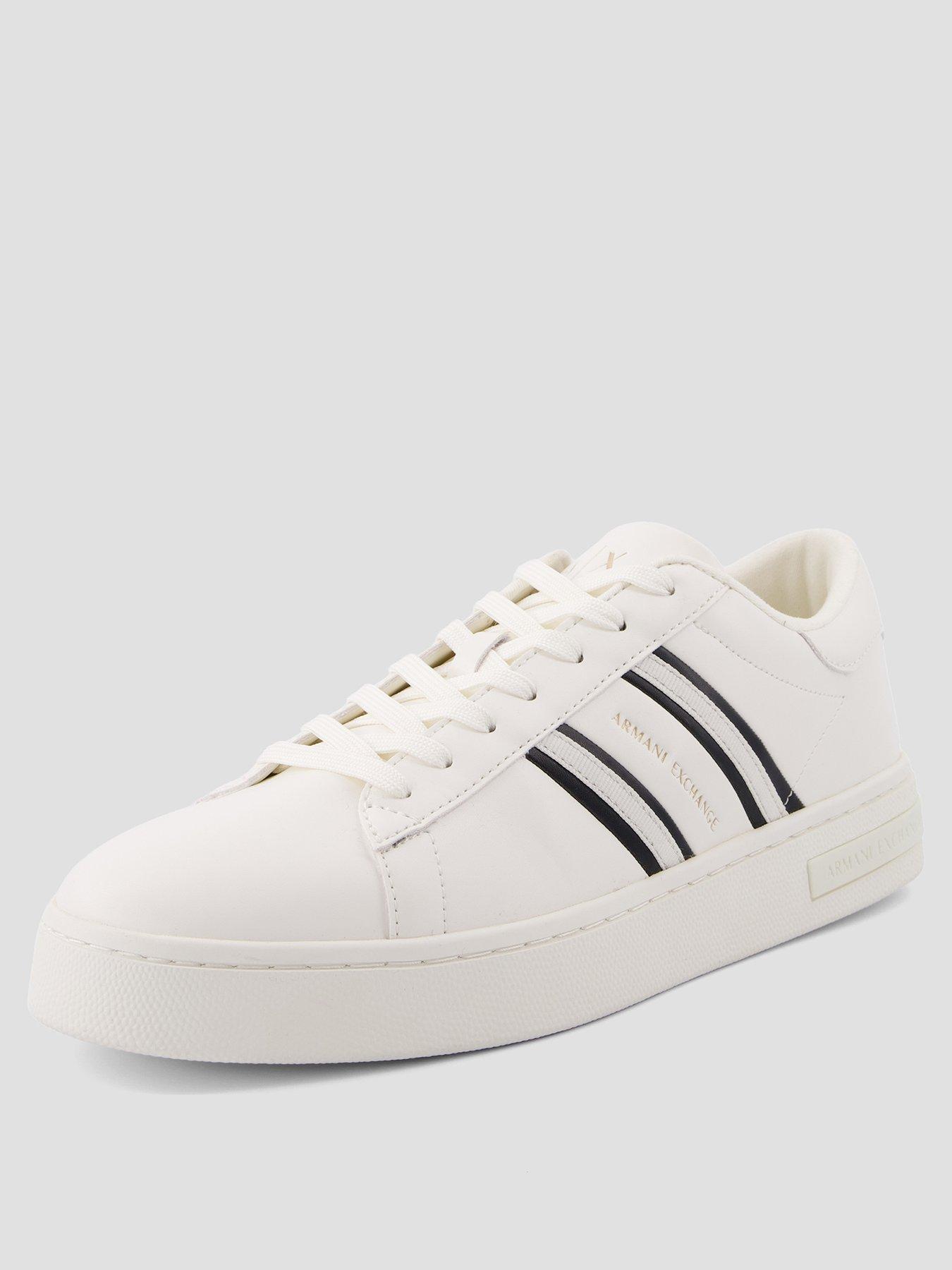 stillFront image of armani-exchange-side-stripe-cupsole-trainers-off-white