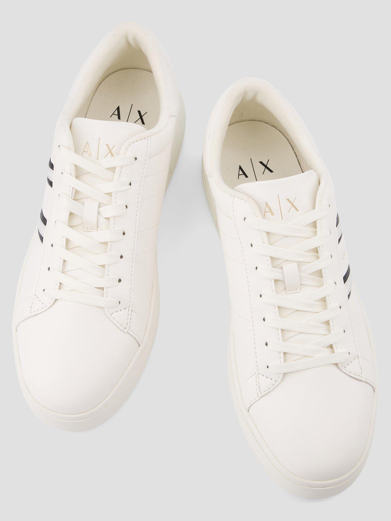  image of armani-exchange-side-stripe-cupsole-trainers-off-white