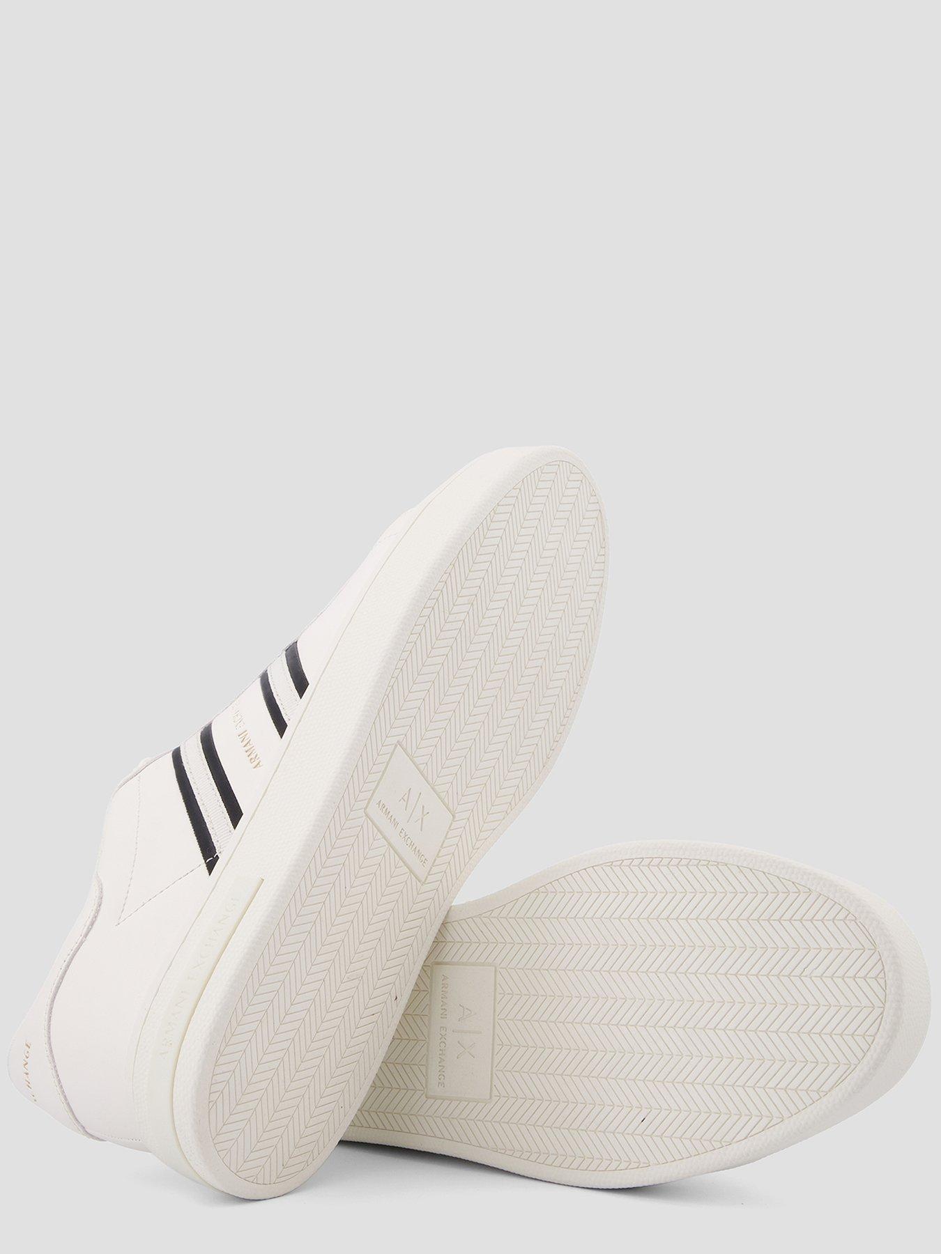  image of armani-exchange-side-stripe-cupsole-trainers-off-white