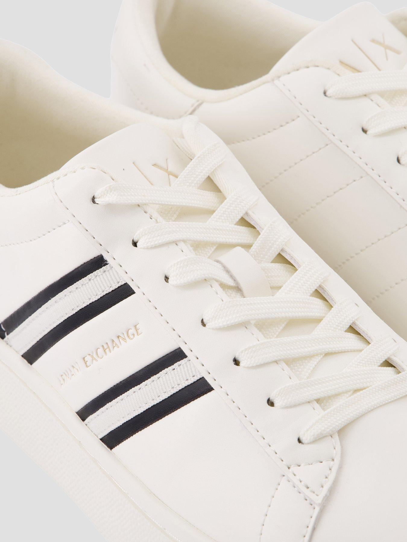  image of armani-exchange-side-stripe-cupsole-trainers-off-white
