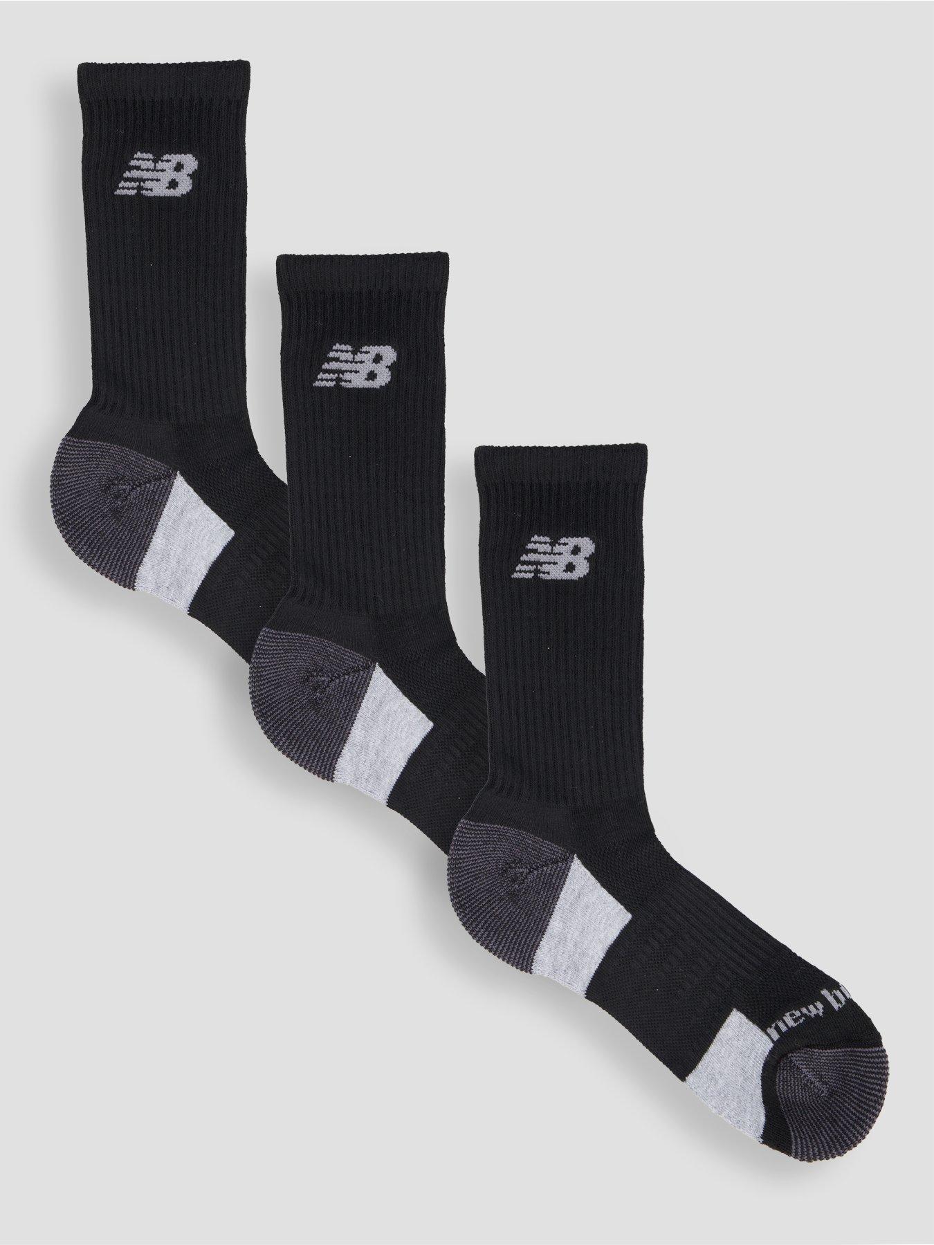 New Balance 3 Pack Performance Cushioned Crew Socks - Black
