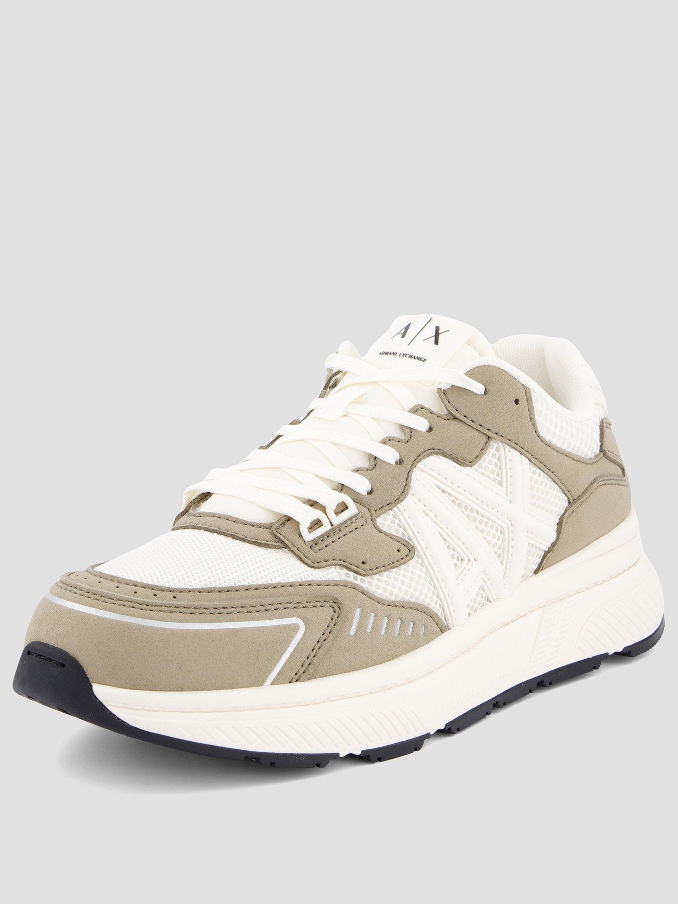 stillFront image of armani-exchange-lucky-microsuede-mesh-trainer-white