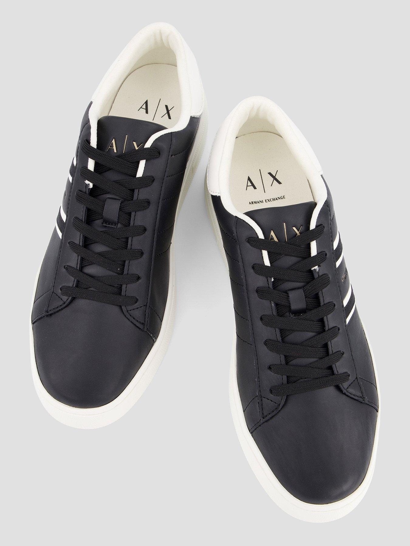  image of armani-exchange-side-stripe-cupsole-trainers-black