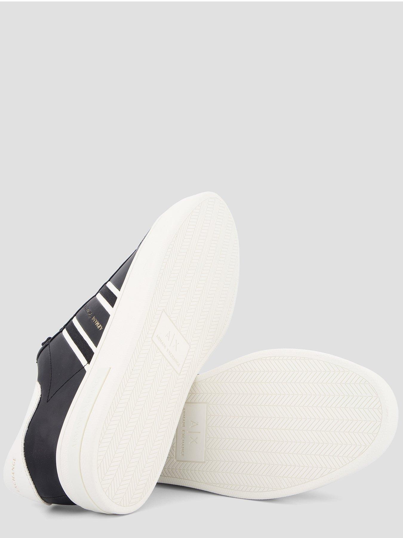  image of armani-exchange-side-stripe-cupsole-trainers-black