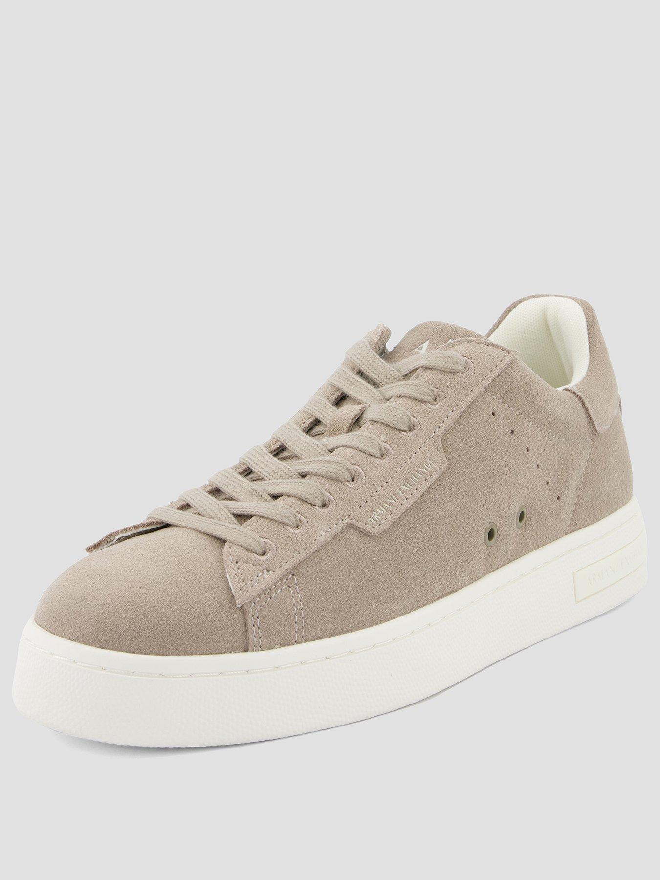  image of armani-exchange-suede-cupsole-trainer-beige