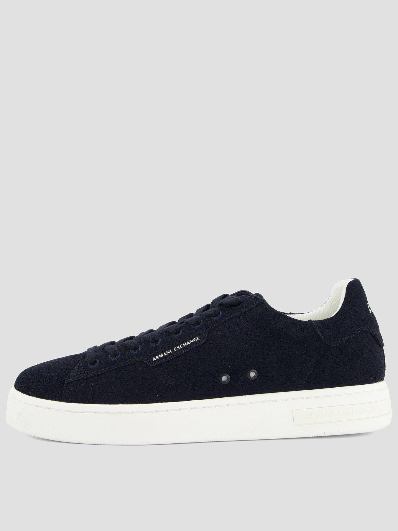  image of armani-exchange-suede-cupsole-trainer-navy