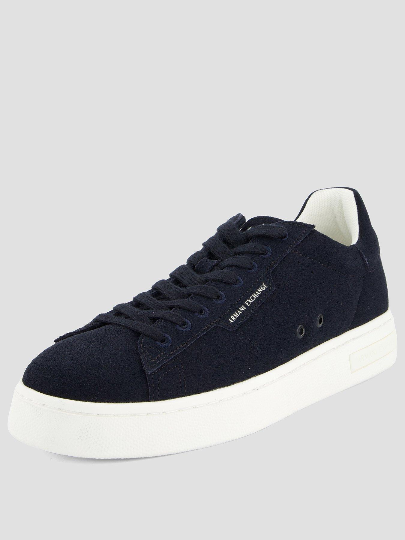  image of armani-exchange-suede-cupsole-trainer-navy