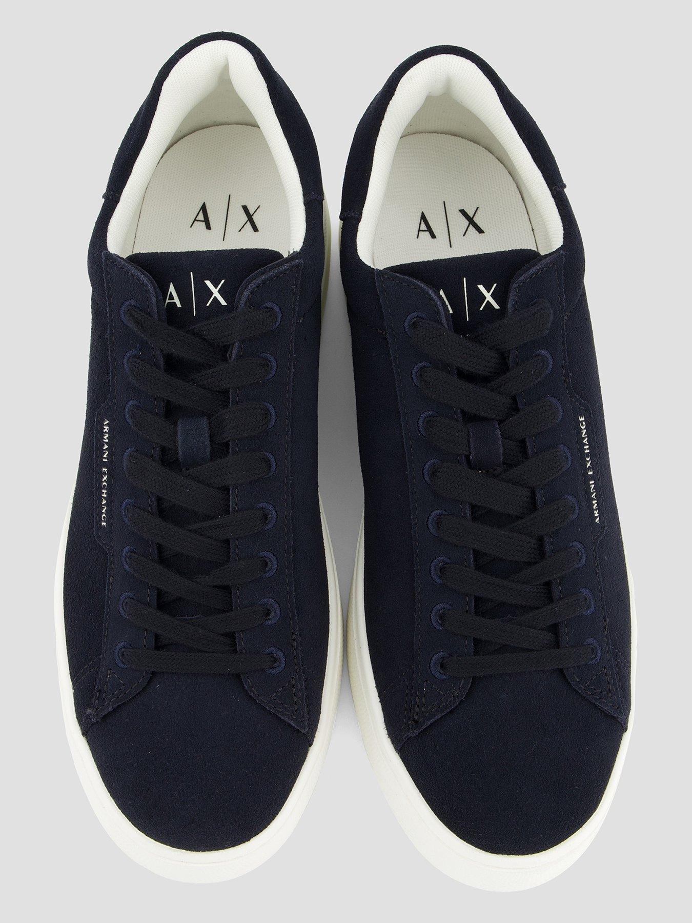  image of armani-exchange-suede-cupsole-trainer-navy