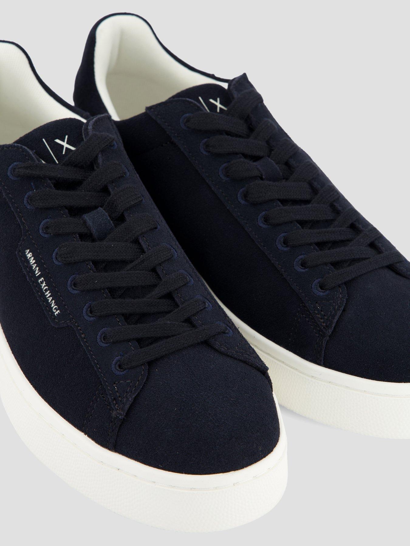  image of armani-exchange-suede-cupsole-trainer-navy