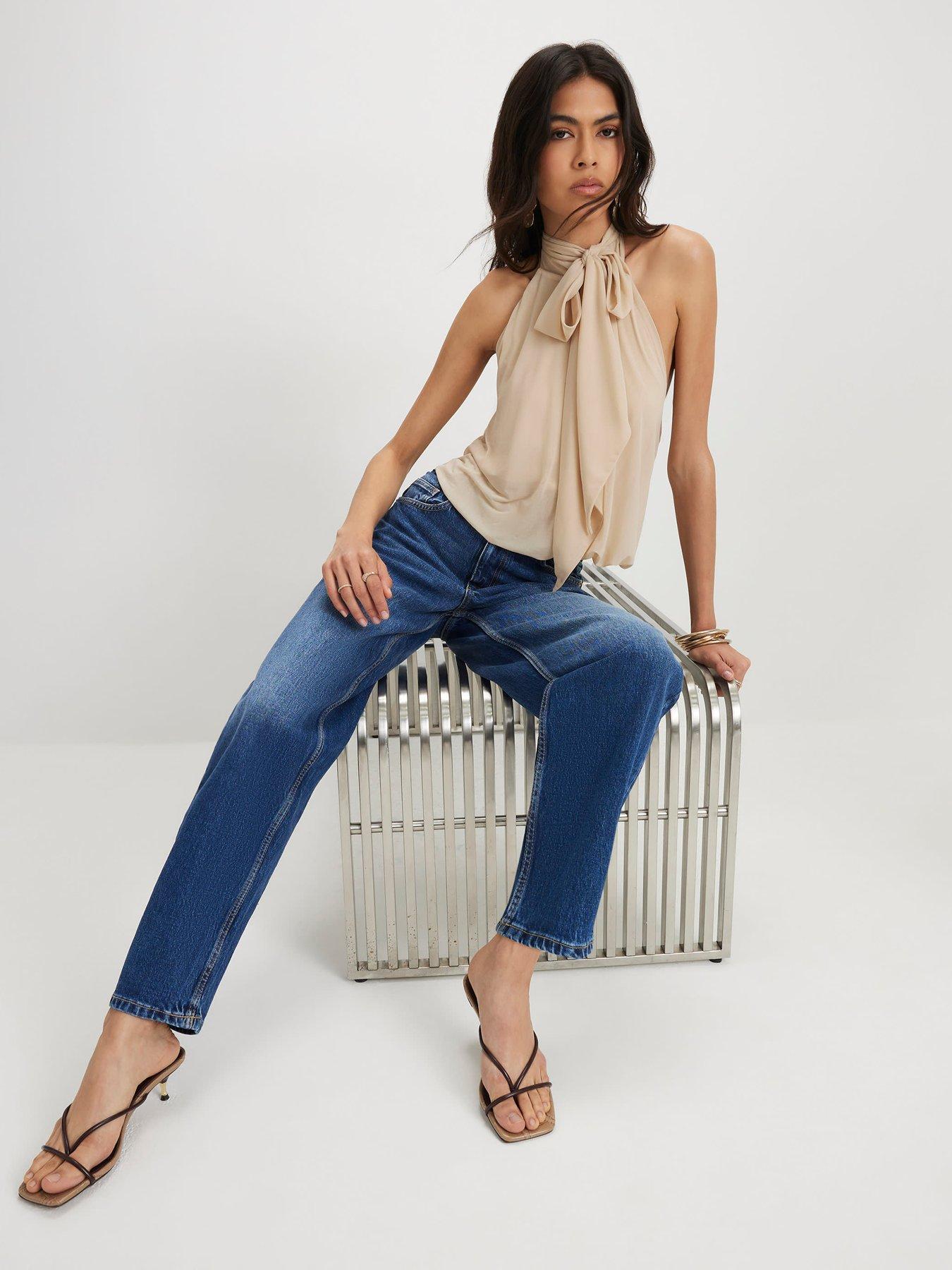 Image 3 of 6 of River Island Cullen Core Barrel Jeans - Blue