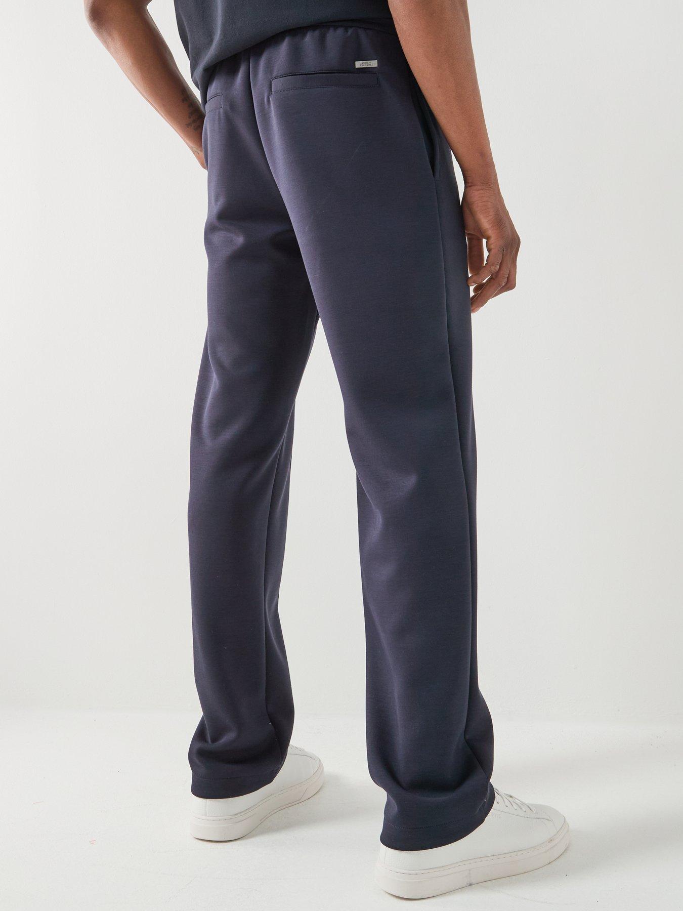  image of armani-exchange-straight-legged-jersey-trousers-navy