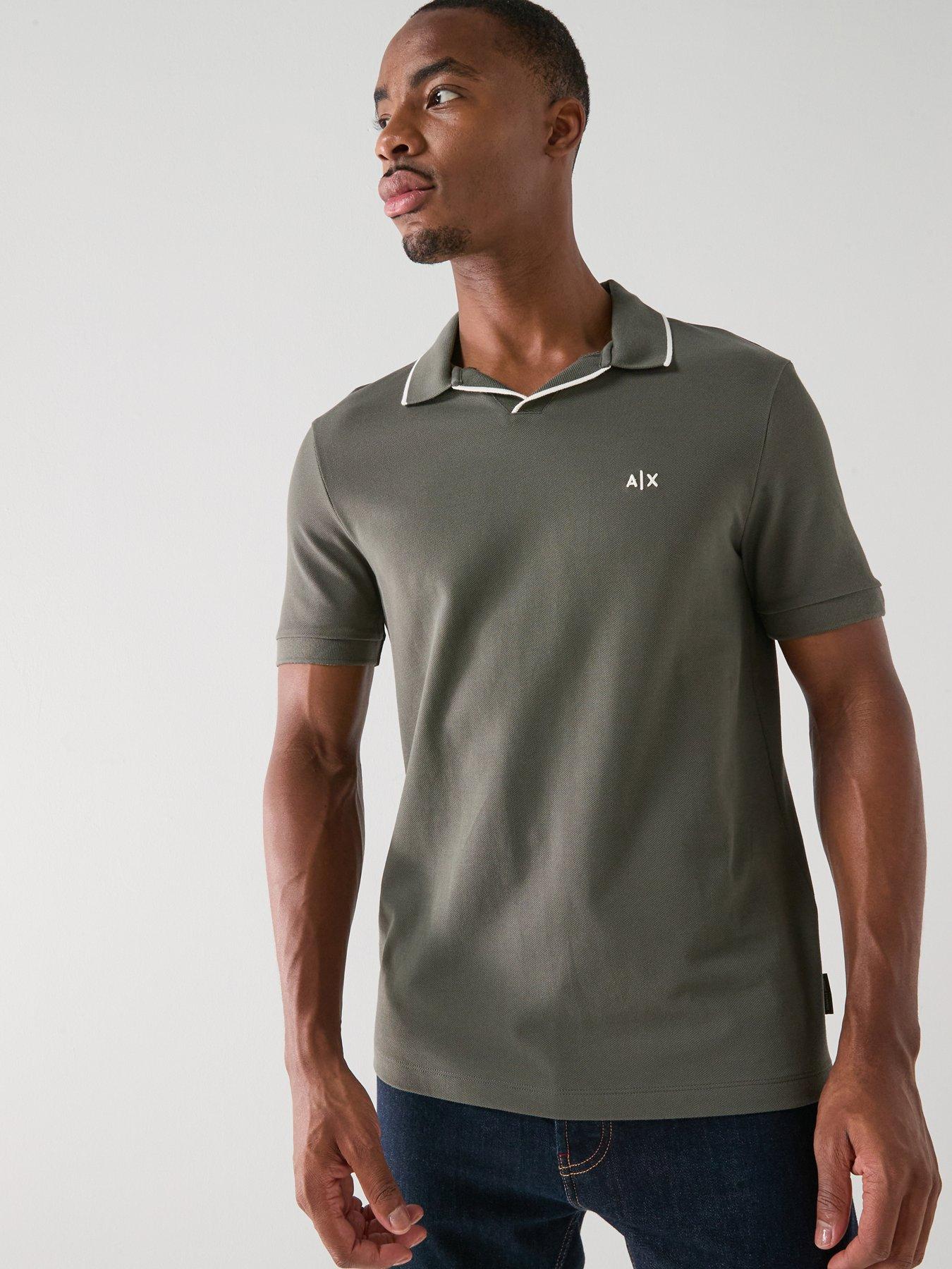 armani-exchange-slim-fit-open-collar-polo-shirt-dark-khaki