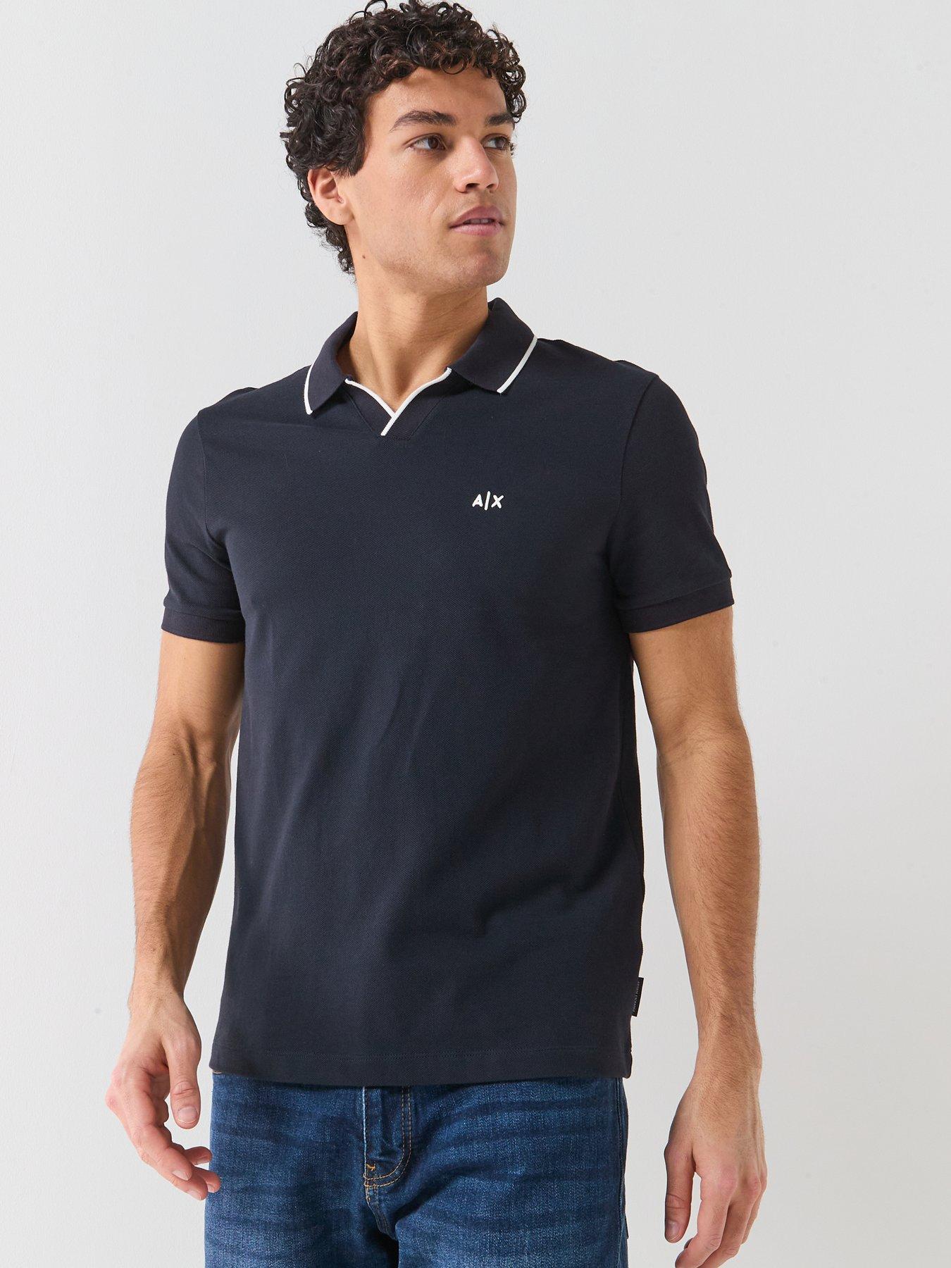 Armani Exchange Armani Exchange Slim Fit Open Collar Polo Shirt - Navy