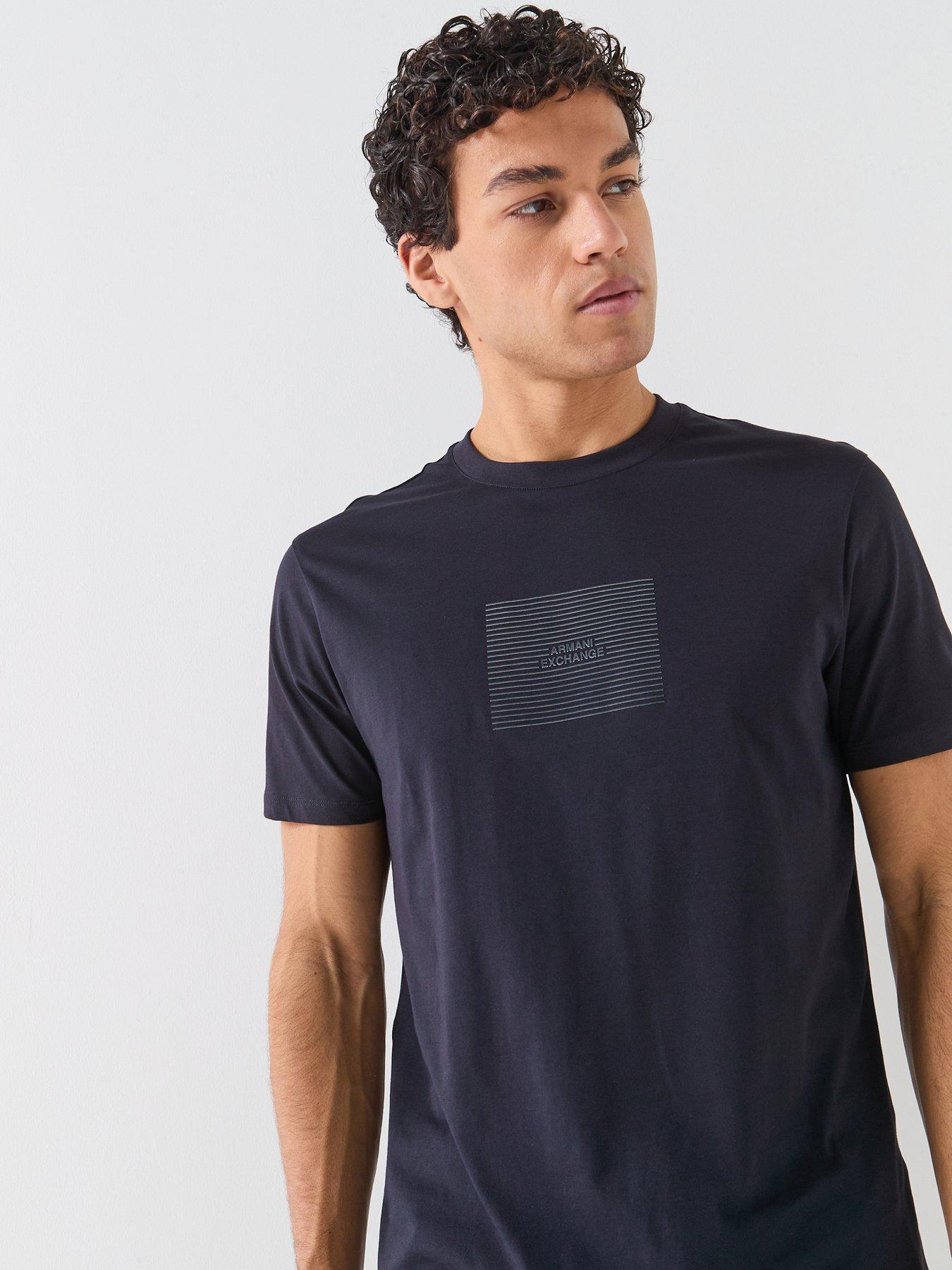  image of armani-exchange-box-logo-t-shirt-navy