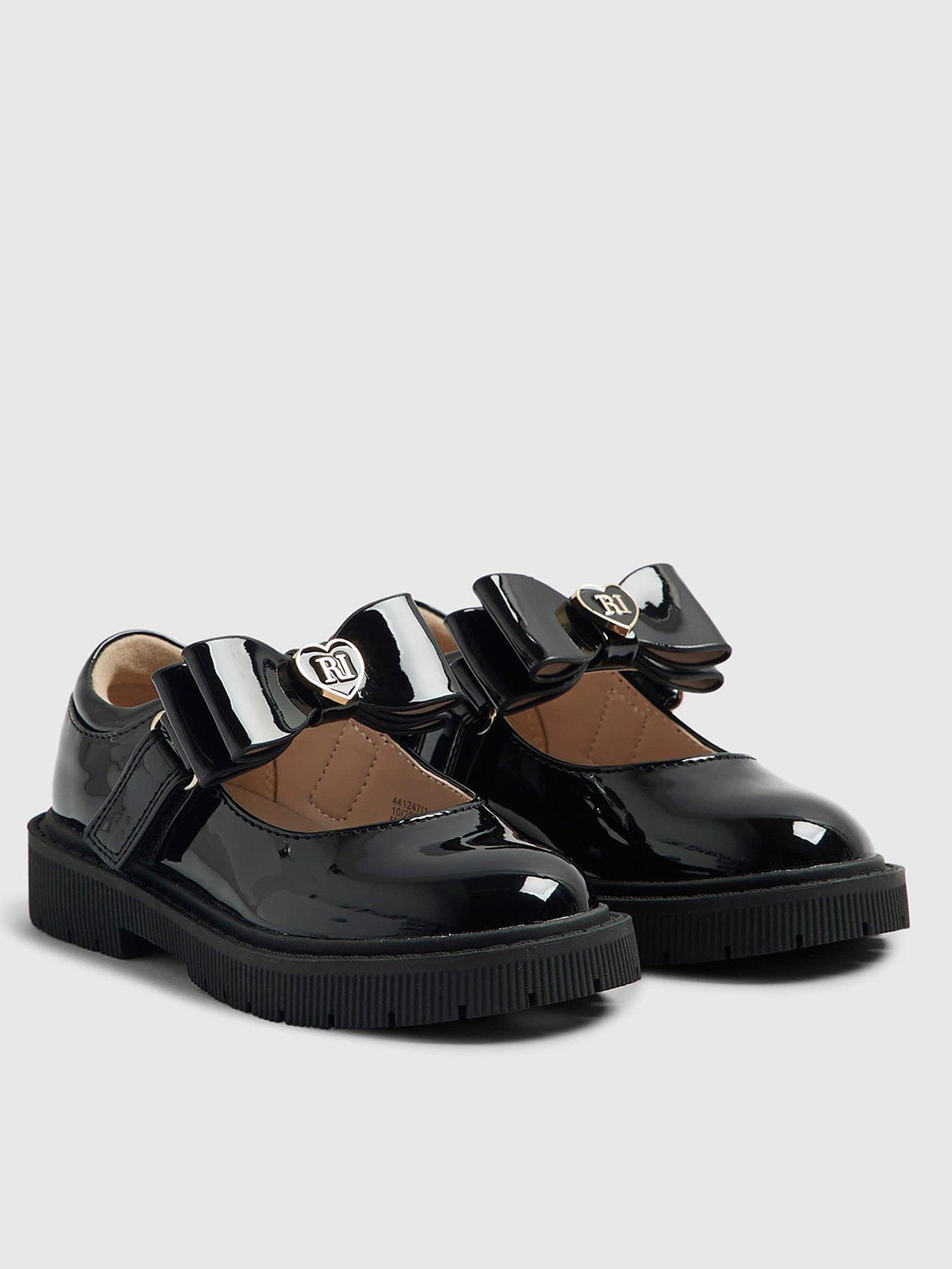 River Island Mini Girls Bow Straps Mary Jane Shoes - Black