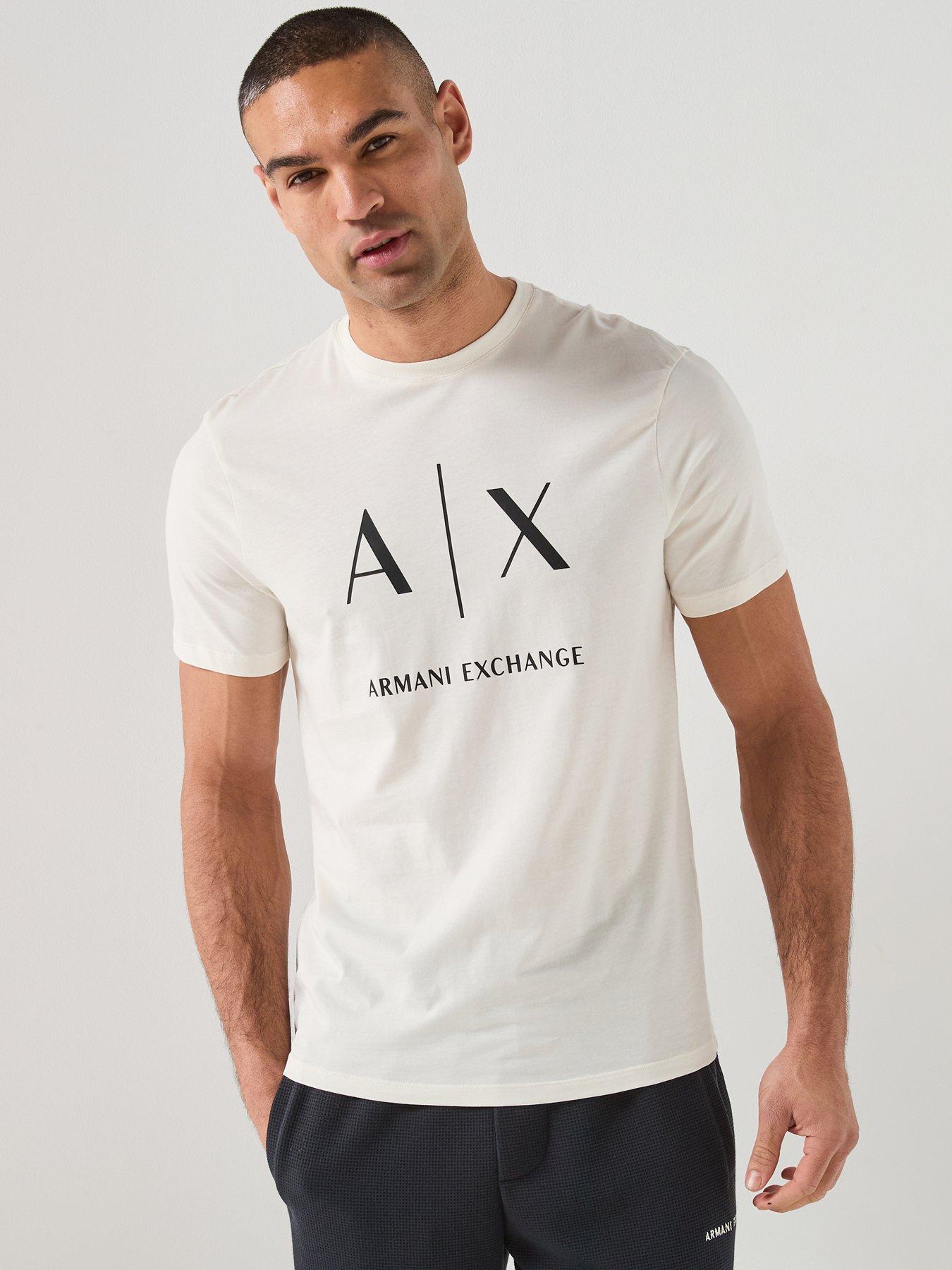 Armani Exchange Slim Fit Ax Chest Logo T-Shirt - Cream
