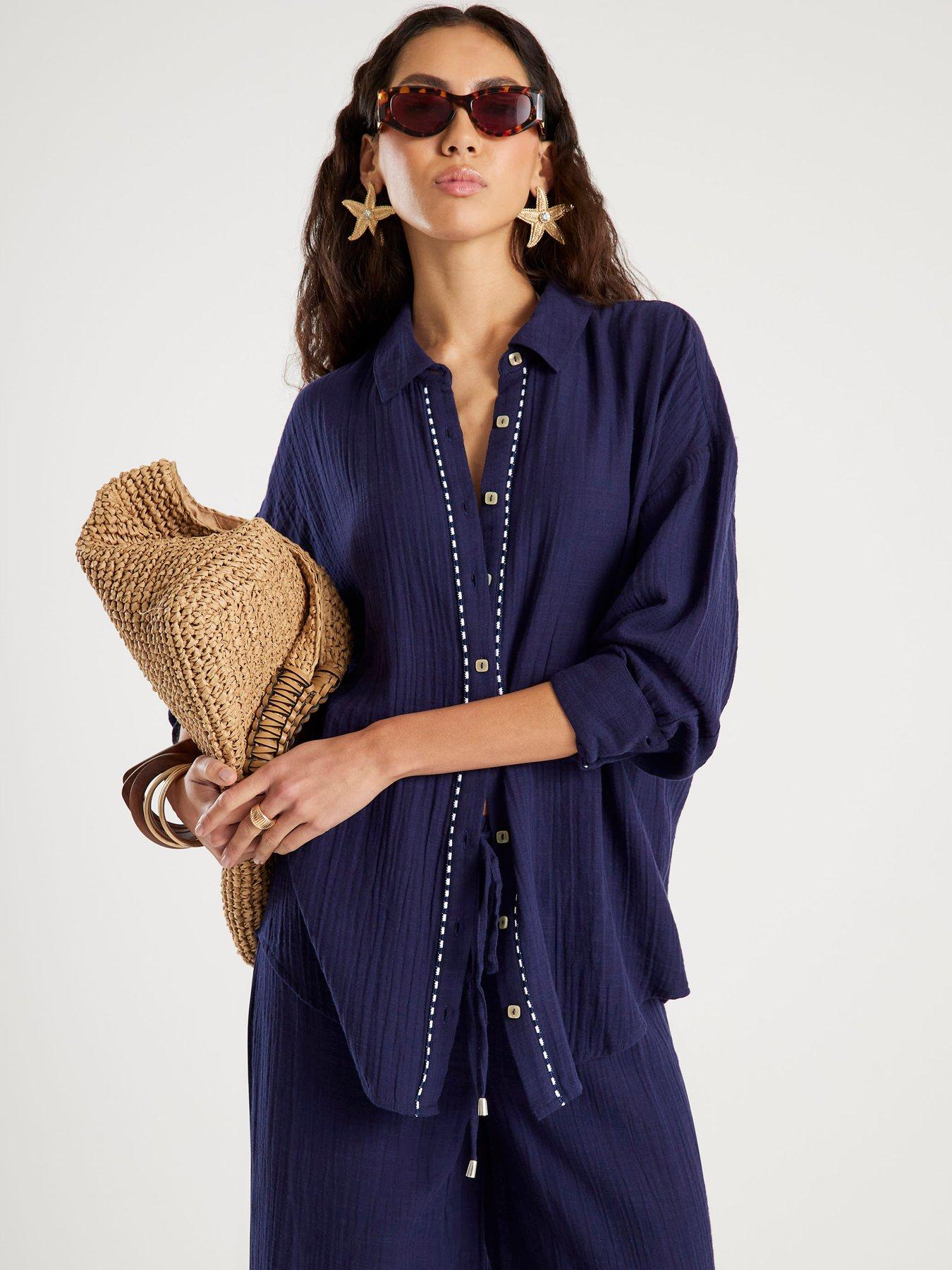 River Island Beach Shirt - Navy