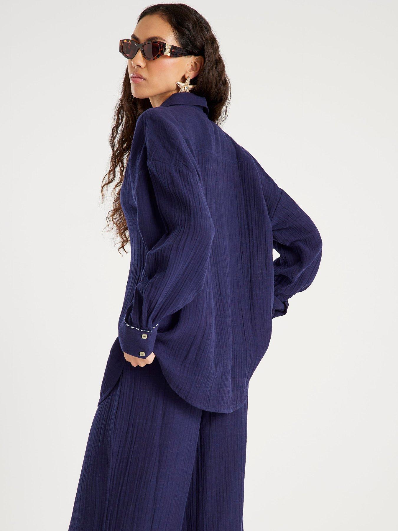  image of river-island-beach-shirt-navy