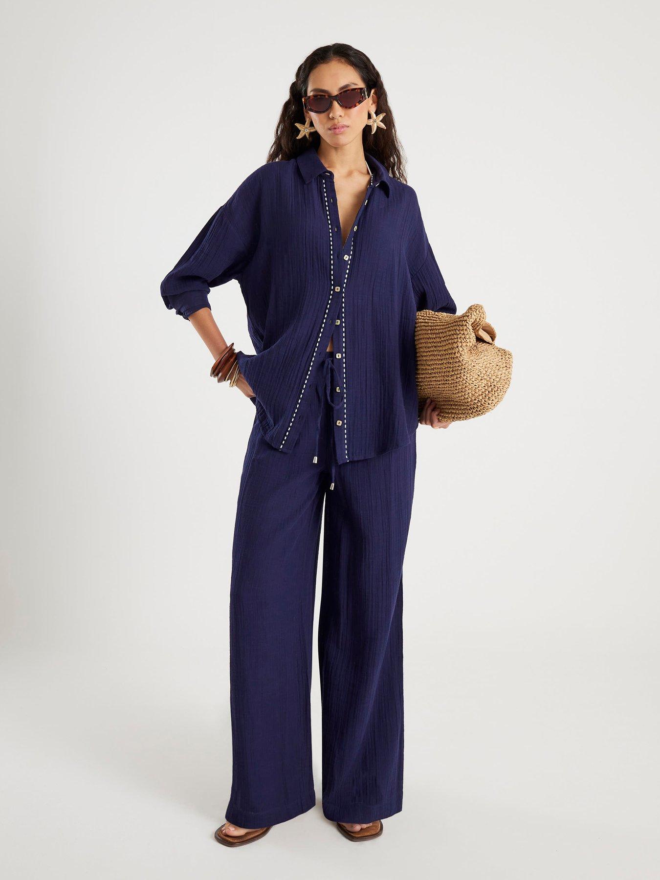  image of river-island-beach-shirt-navy