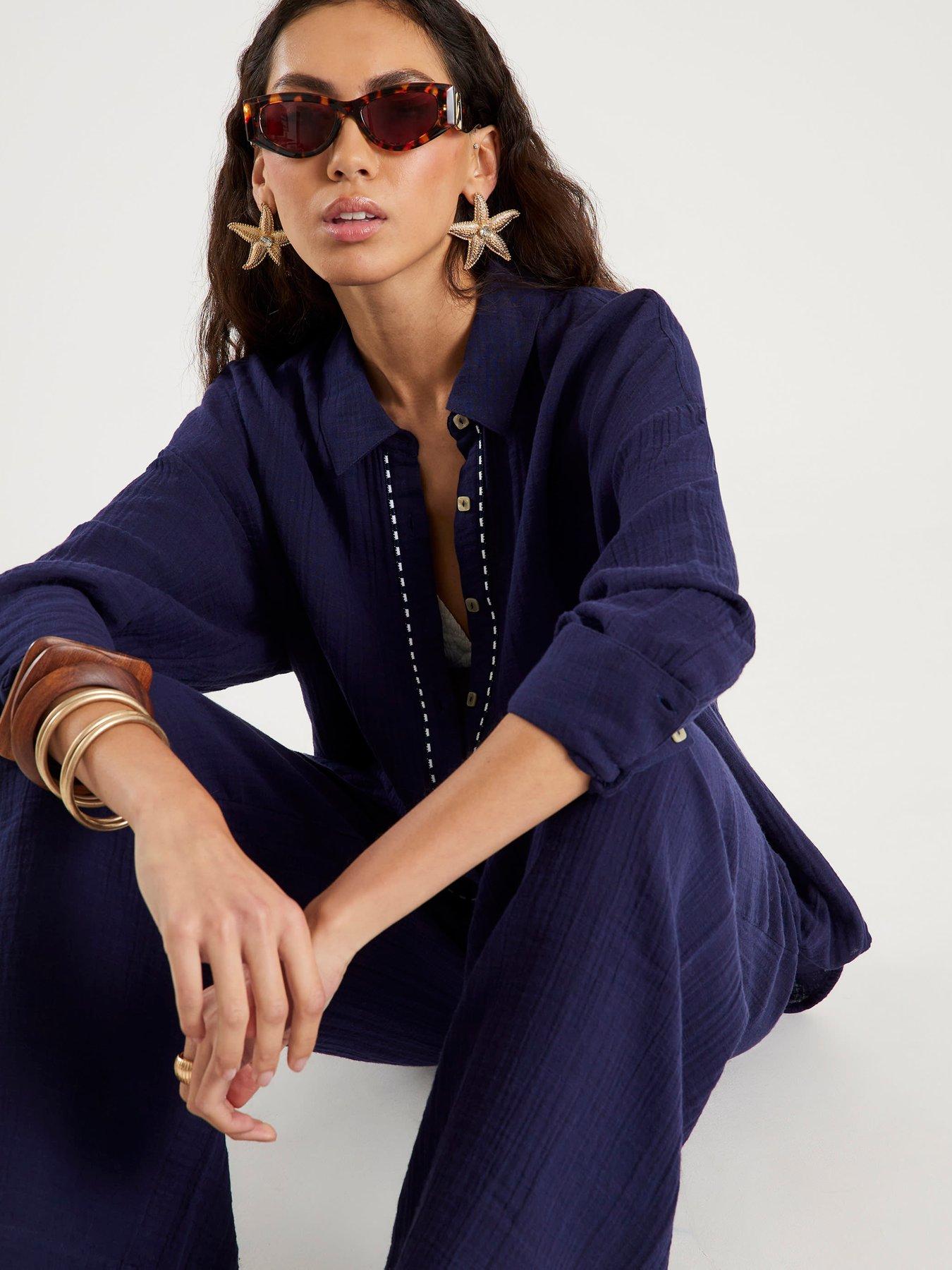  image of river-island-beach-shirt-navy