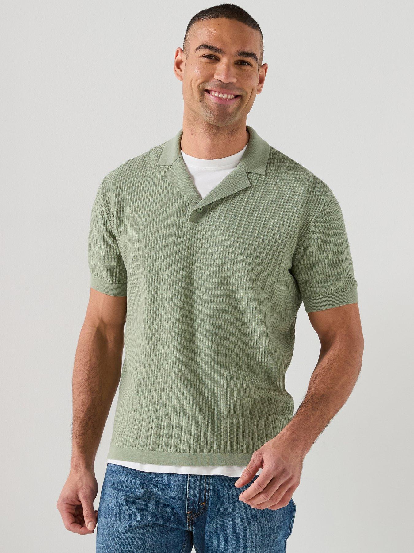 Armani Exchange Knittted Open Collar Polo Shirt - Green